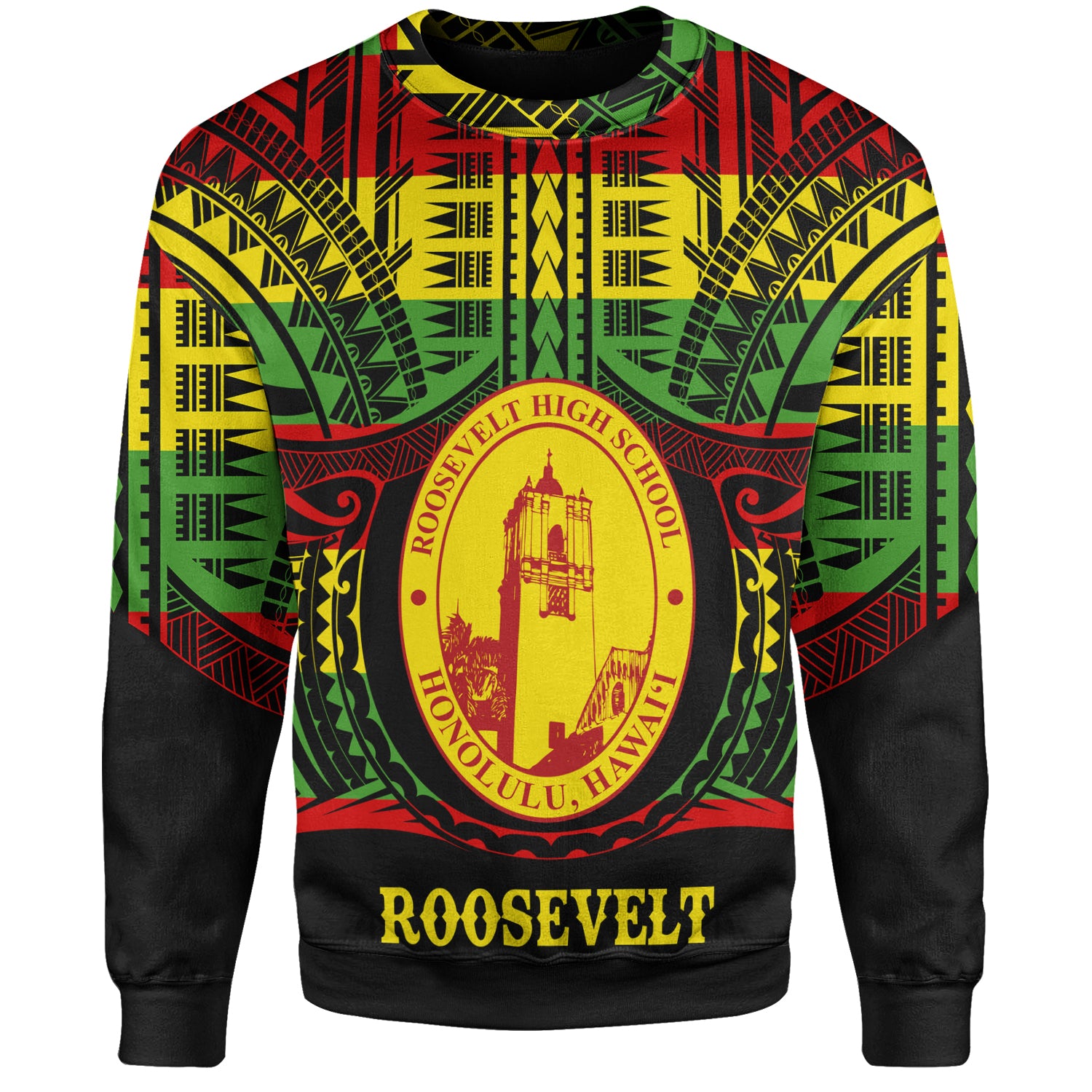 Hawaii Sweatshirt President Theodore Roosevelt High School Reggae Color Polynesian