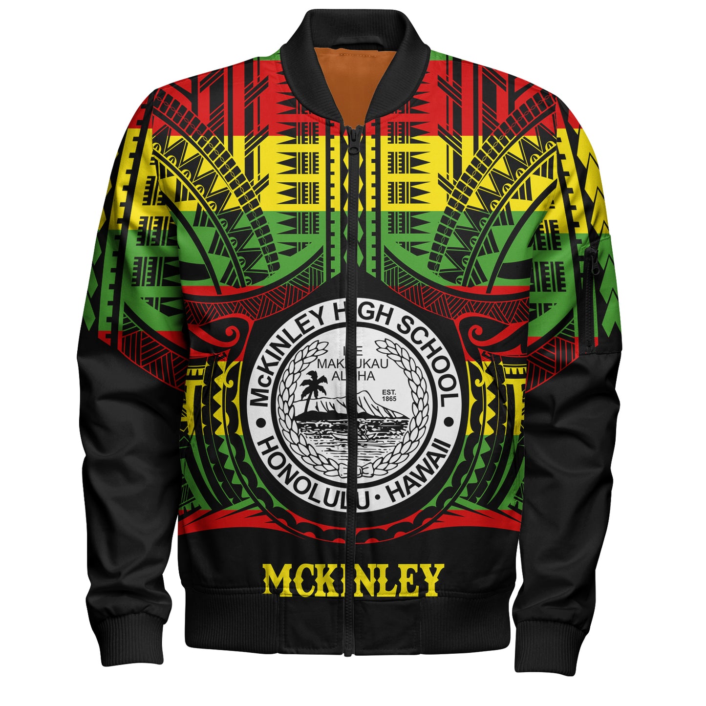 Hawaii Bomber Jacket President William McKinley High School Reggae Color Polynesian
