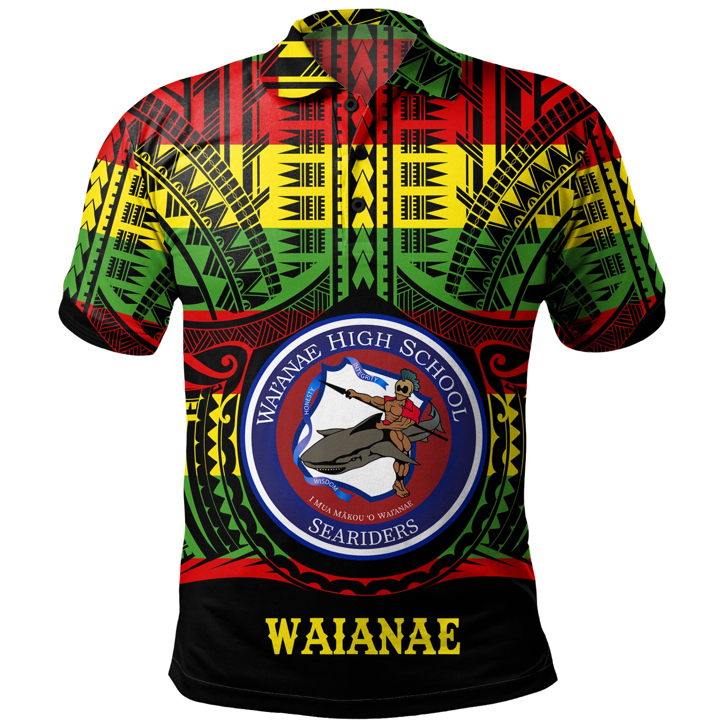 Hawaii Polo Shirt Waianae High School Reggae Color Polynesian