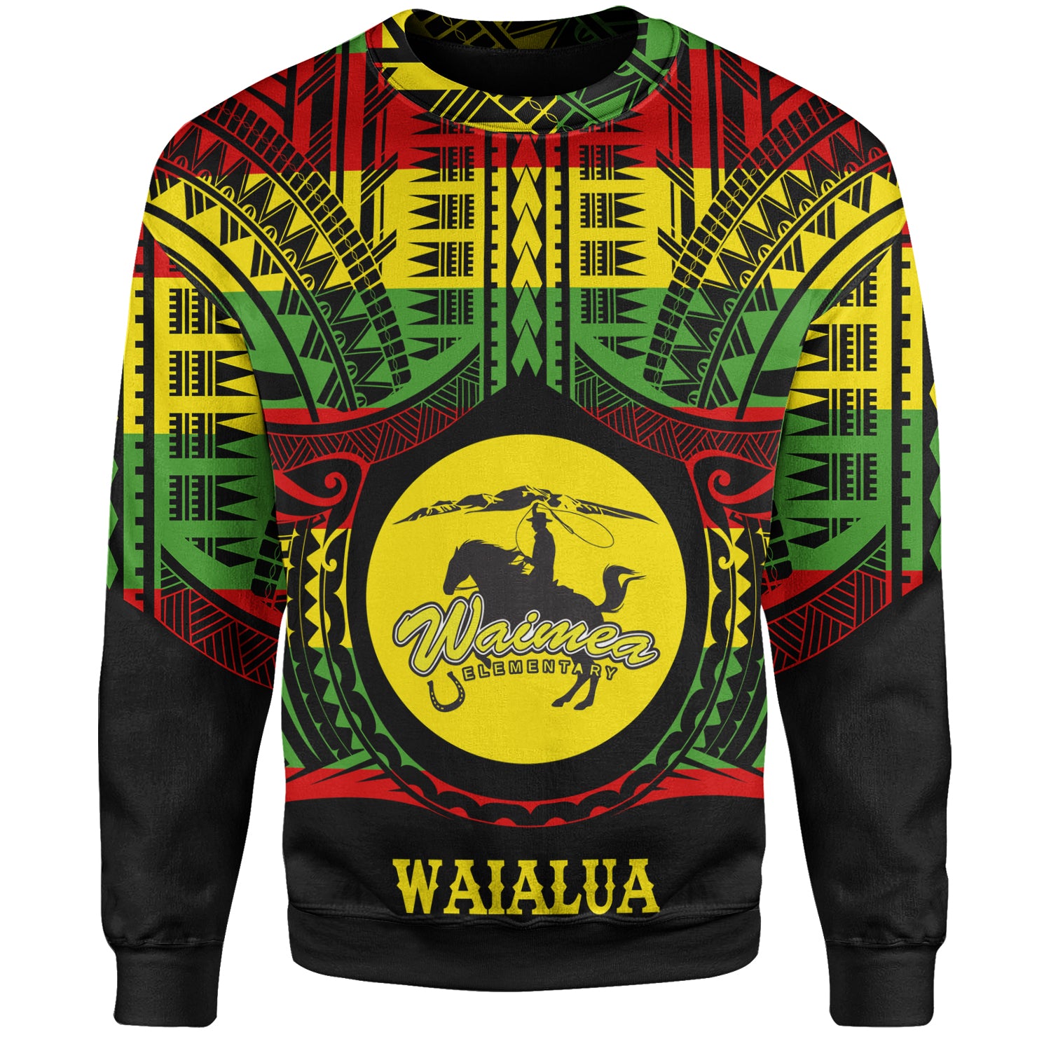 Hawaii Sweatshirt Waimea Elementary School Reggae Color Polynesian