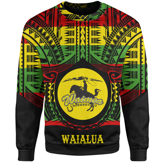 Hawaii Sweatshirt Waimea Elementary School Reggae Color Polynesian