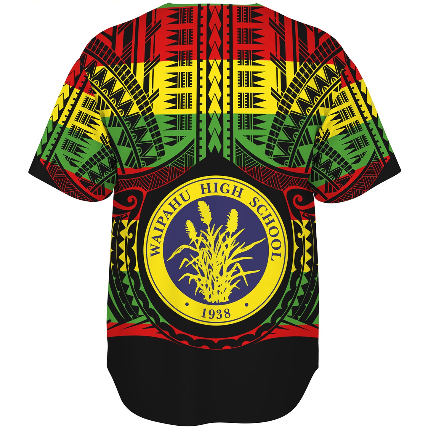 Hawaii Baseball Shirt Waipahu High School Reggae Color Polynesian