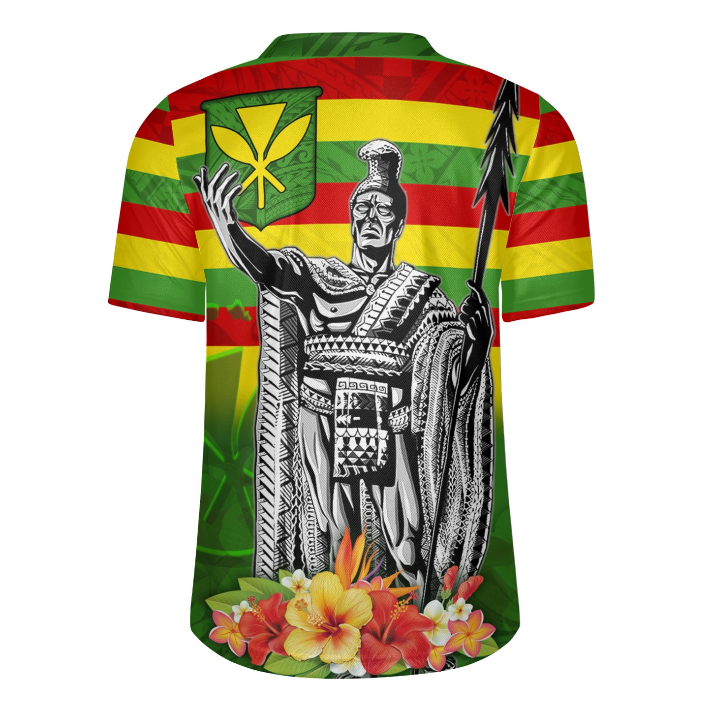 Hawaii King With Flag Color With Traditional Patterns Men's All Over Printing Rugby Jersey