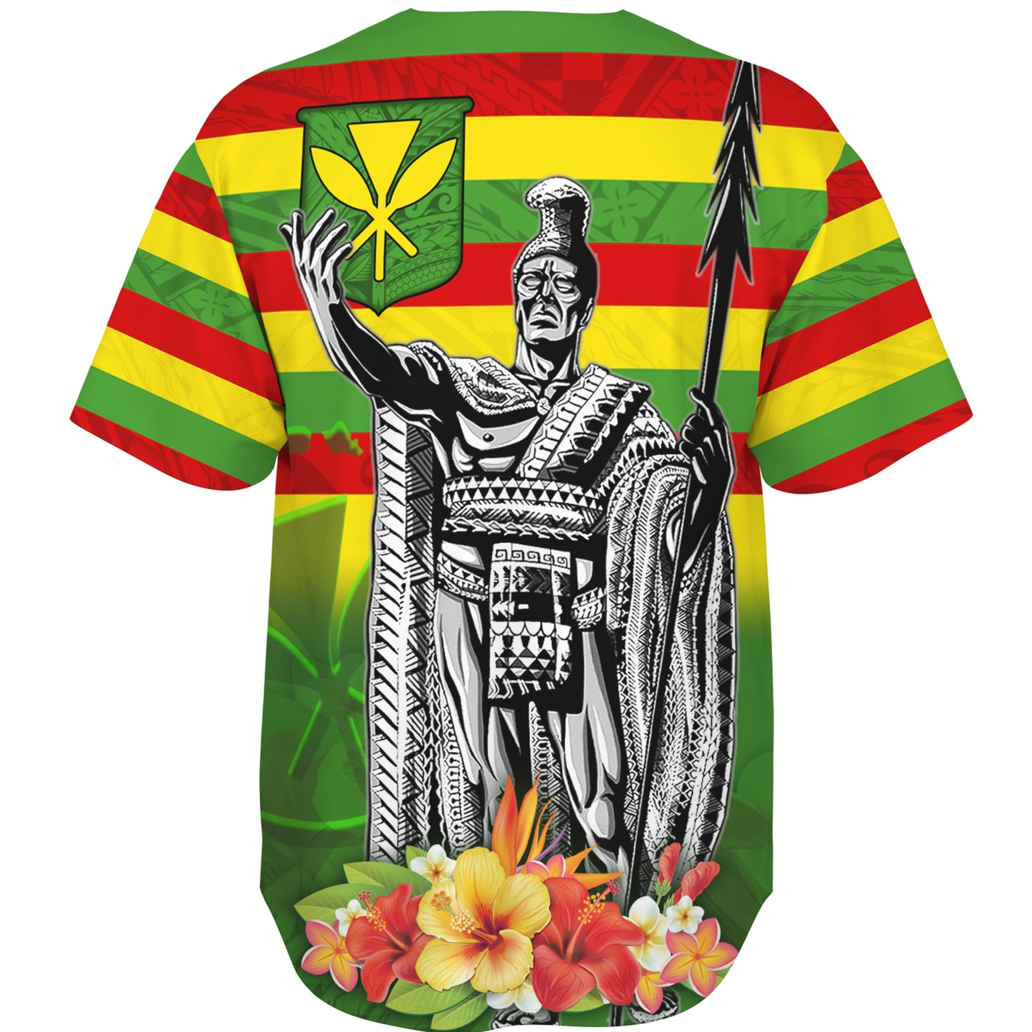 Hawaii Baseball Shirt Hawaii King With Flag Color With Traditional Patterns