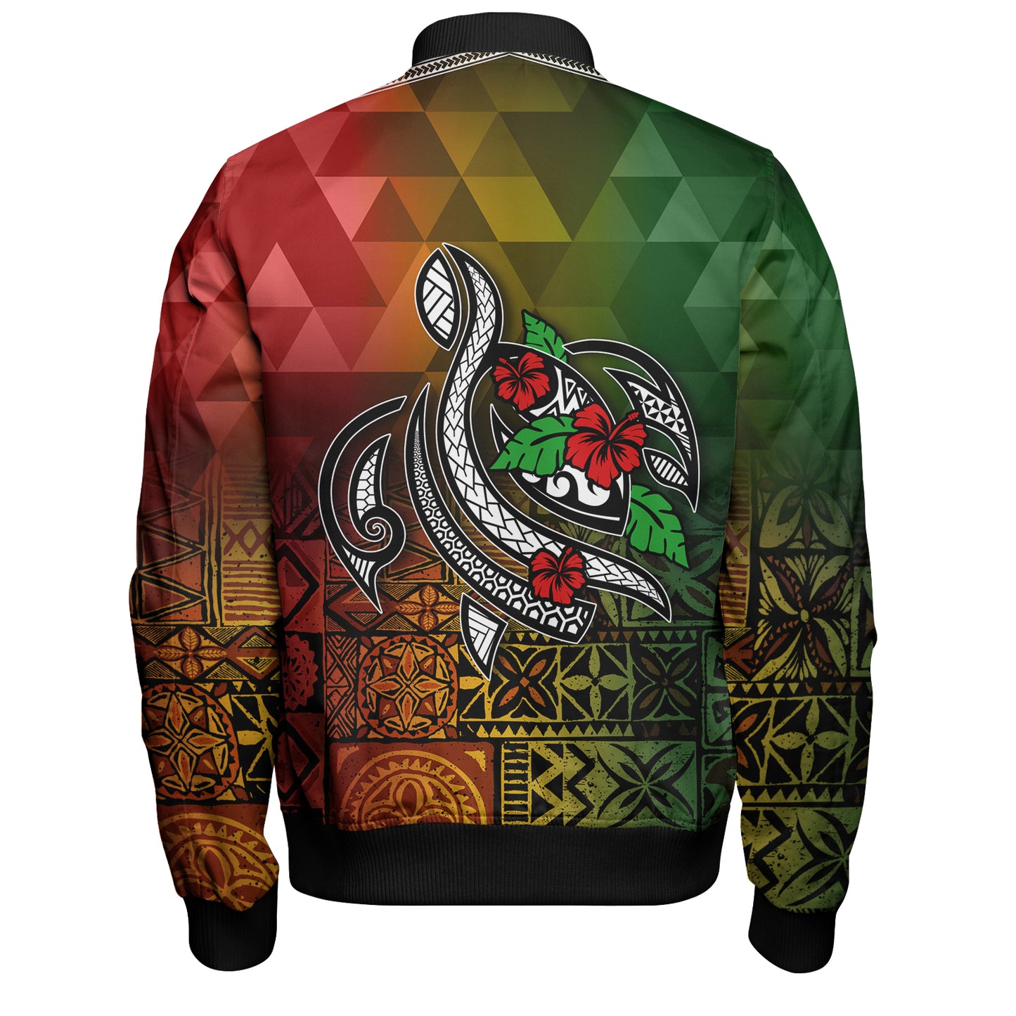 Hawaii Bomber Jacket Lowpolly Pattern with Polynesian Motif
