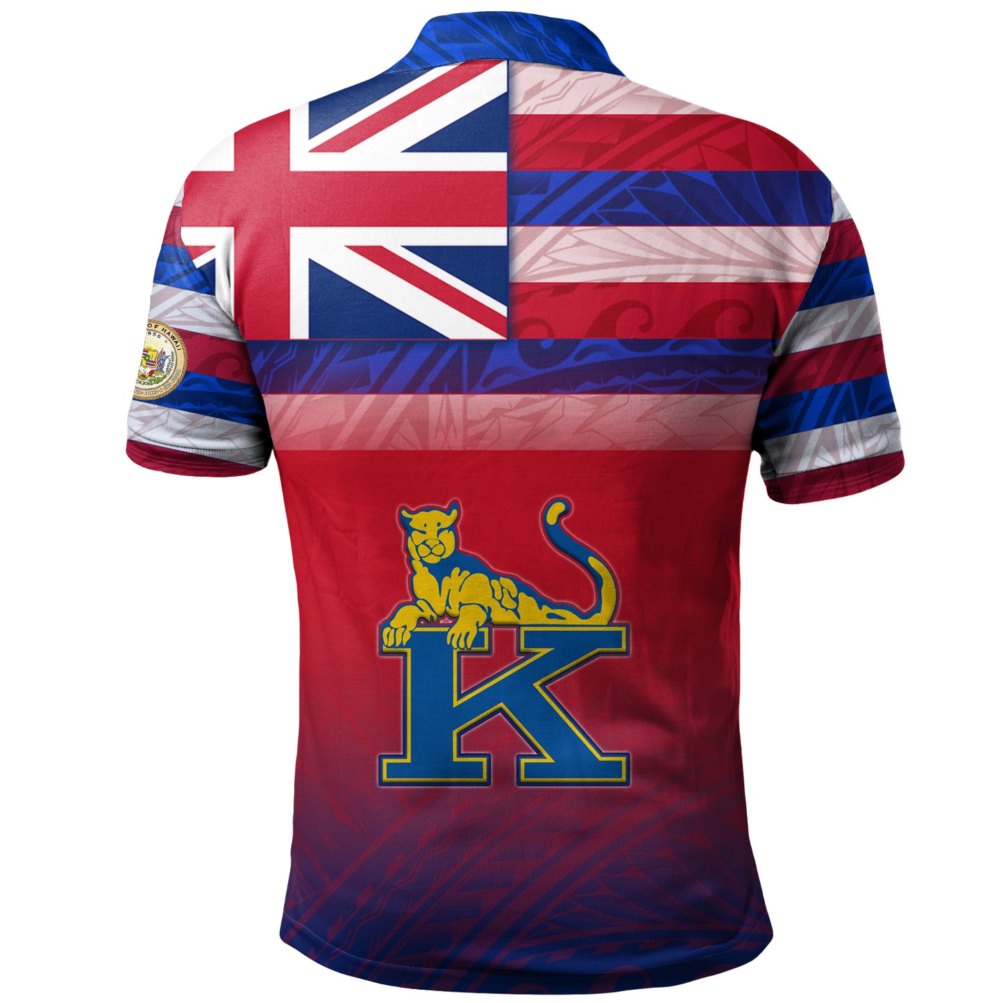 Hawaii Henry J. Kaiser High School Polo Shirt Flag Color With Traditional Patterns