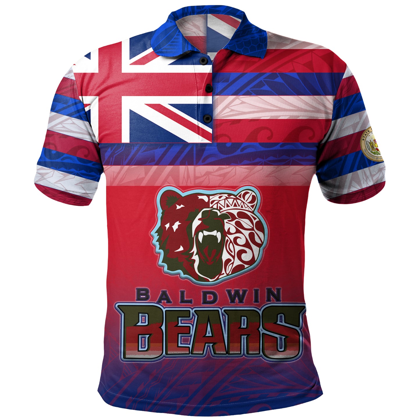 Hawaii Henry Perrine Baldwin High School Polo Shirt Flag Color With Traditional Patterns