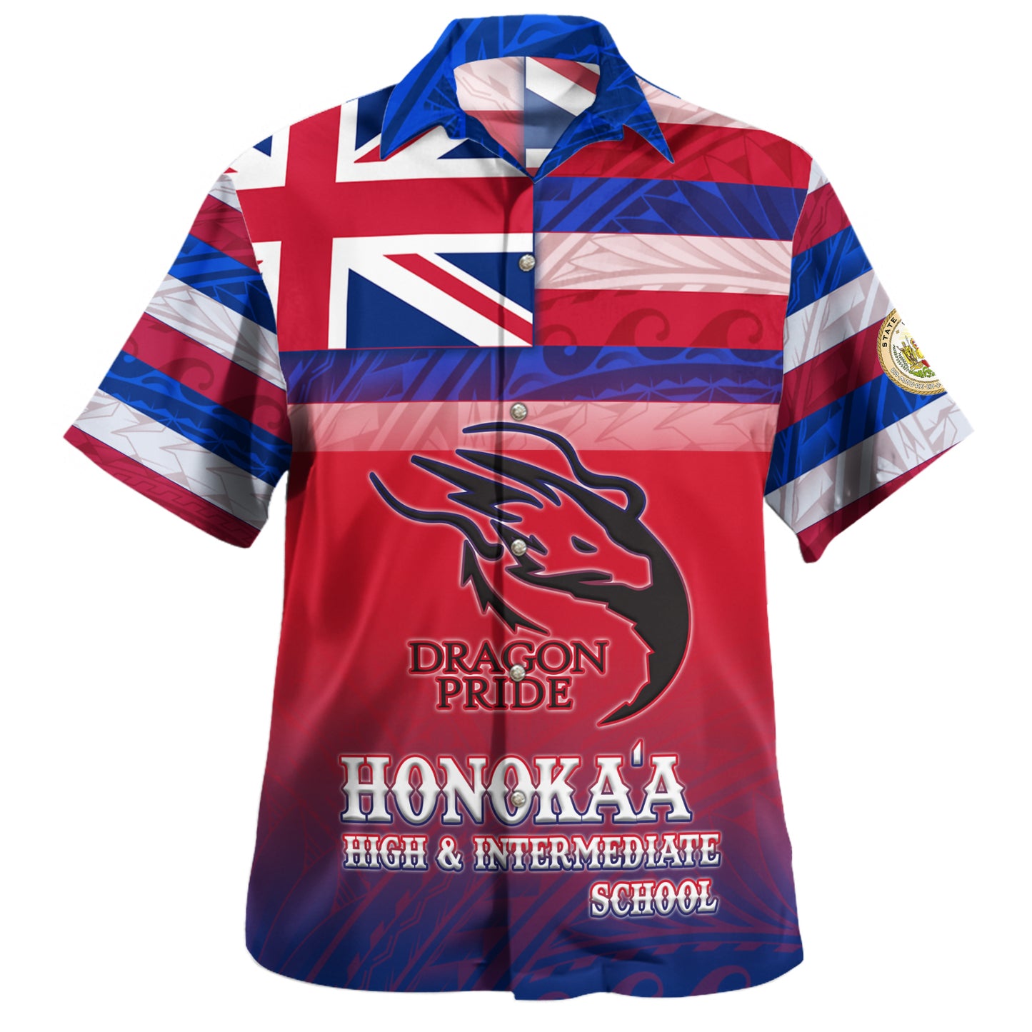 Hawaii Honokaa High And Intermediate School Hawaii Shirt Flag Color With Traditional Patterns
