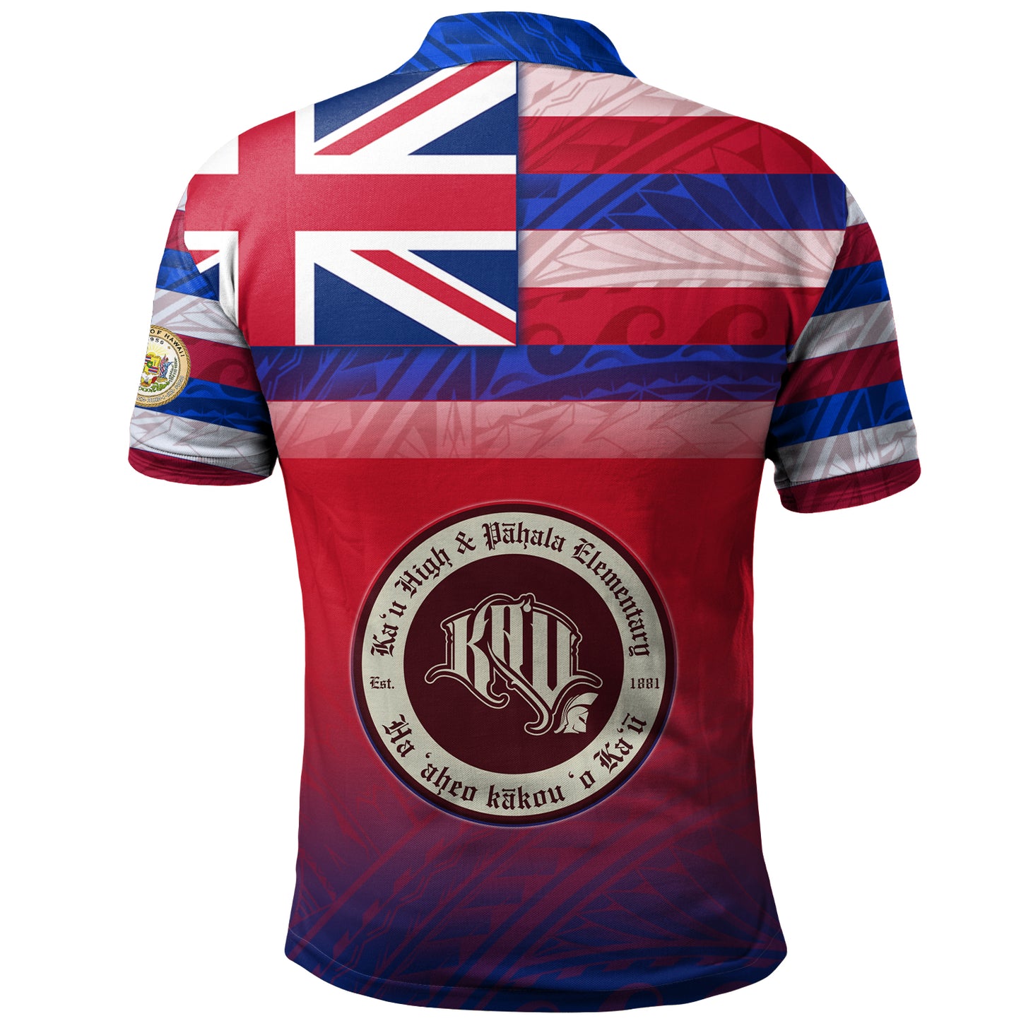 Hawaii Kau High School And Pahala Elementary School Polo Shirt Flag Color With Traditional Patterns