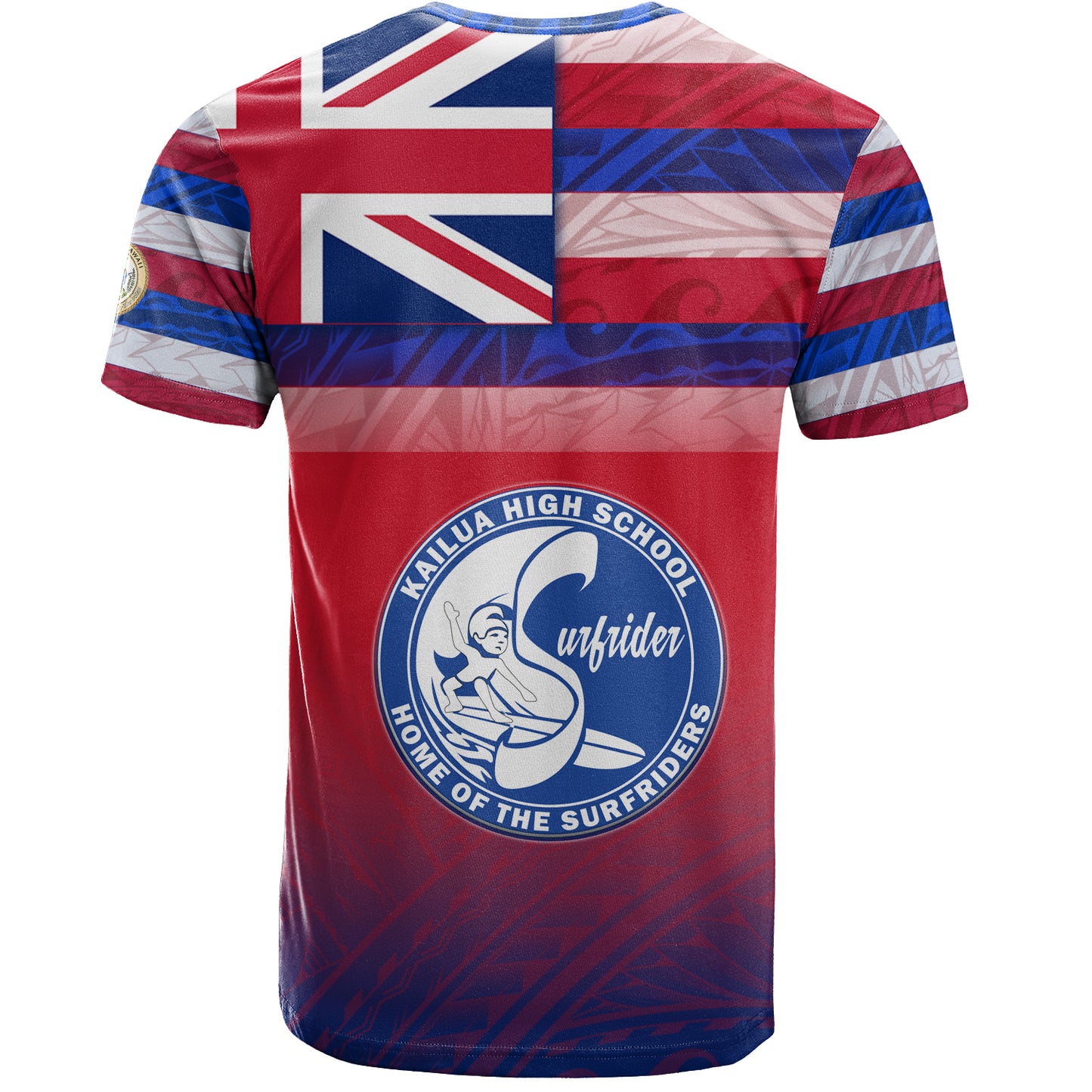 Hawaii Kailua High School T-Shirt Flag Color With Traditional Patterns
