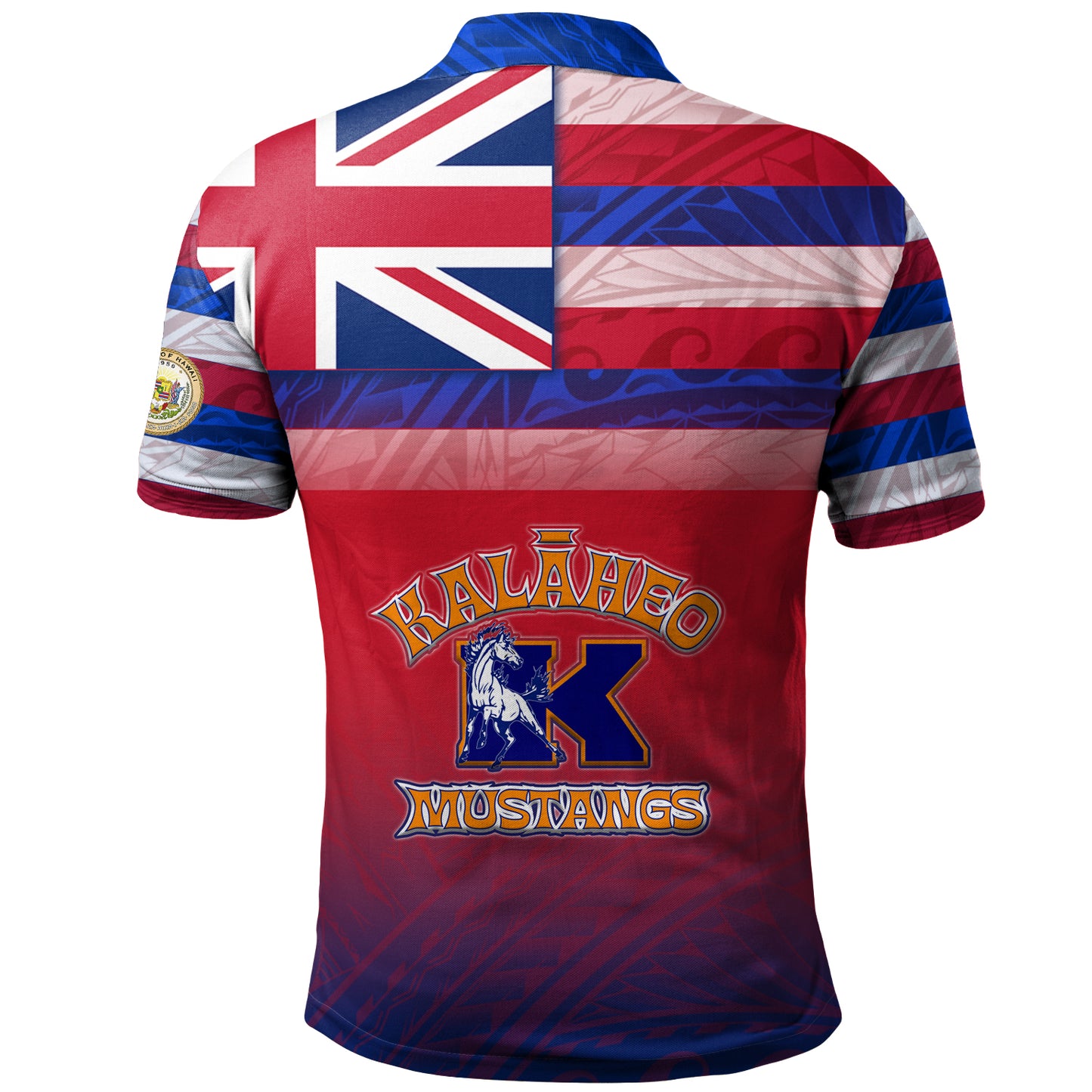 Hawaii Kalaheo High School Polo Shirt Flag Color With Traditional Patterns