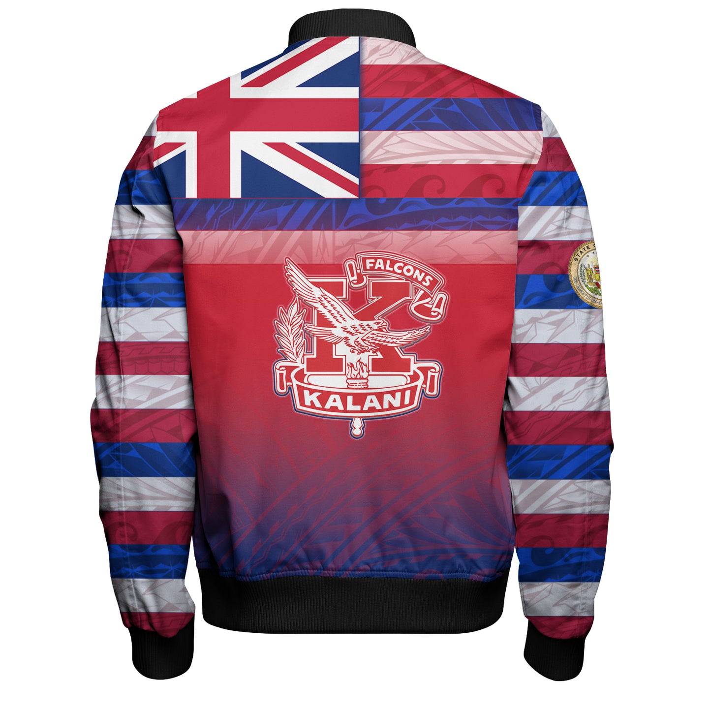 Hawaii Kalani High School Bomber Jacket Flag Color With Traditional Patterns