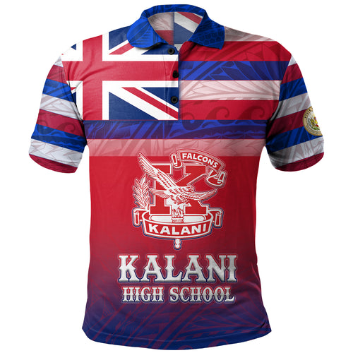 Hawaii Kalani High School Polo Shirt Flag Color With Traditional Patterns