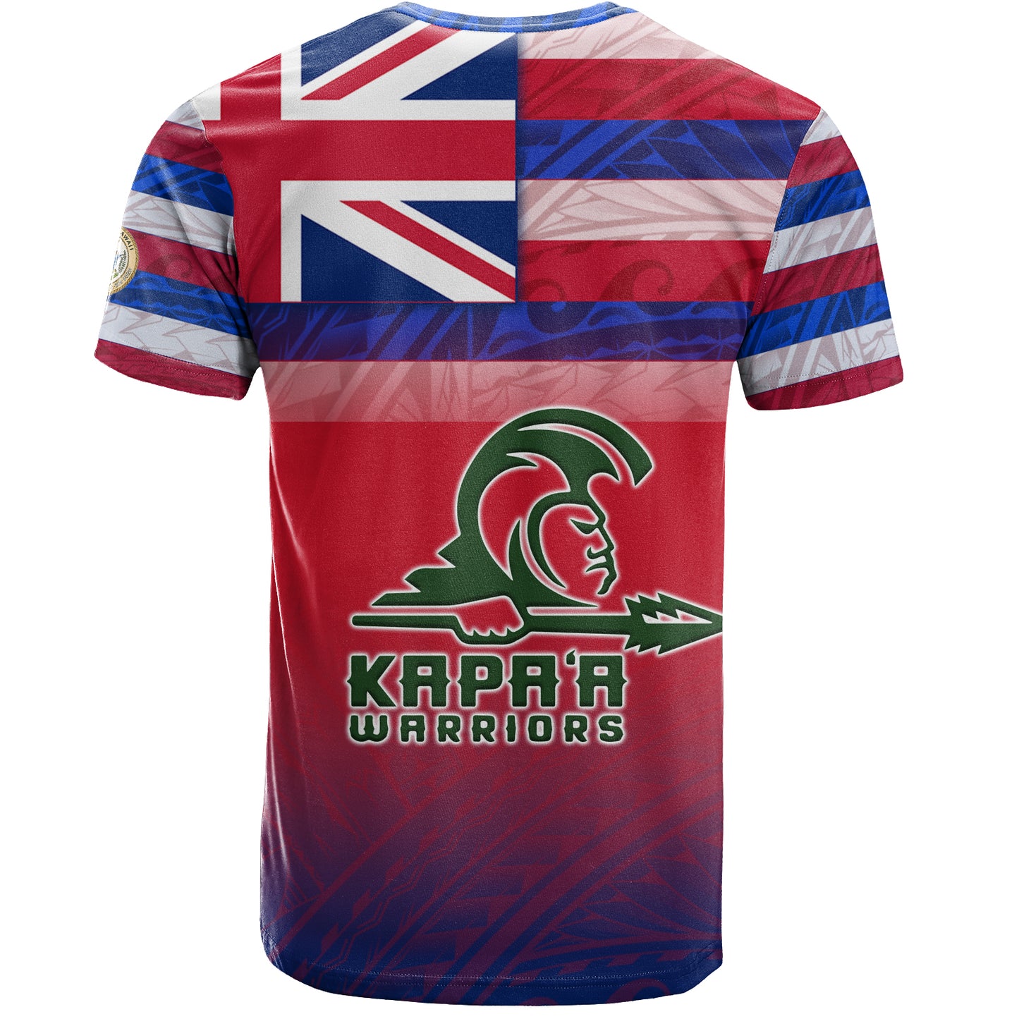 Hawaii Kapaa High School T-Shirt Flag Color With Traditional Patterns