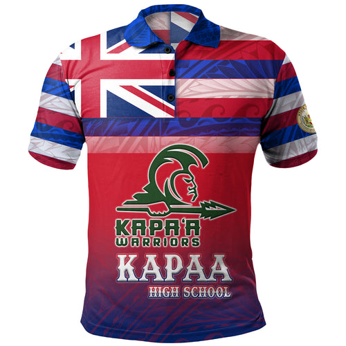 Hawaii Kapaa High School Polo Shirt Flag Color With Traditional Patterns