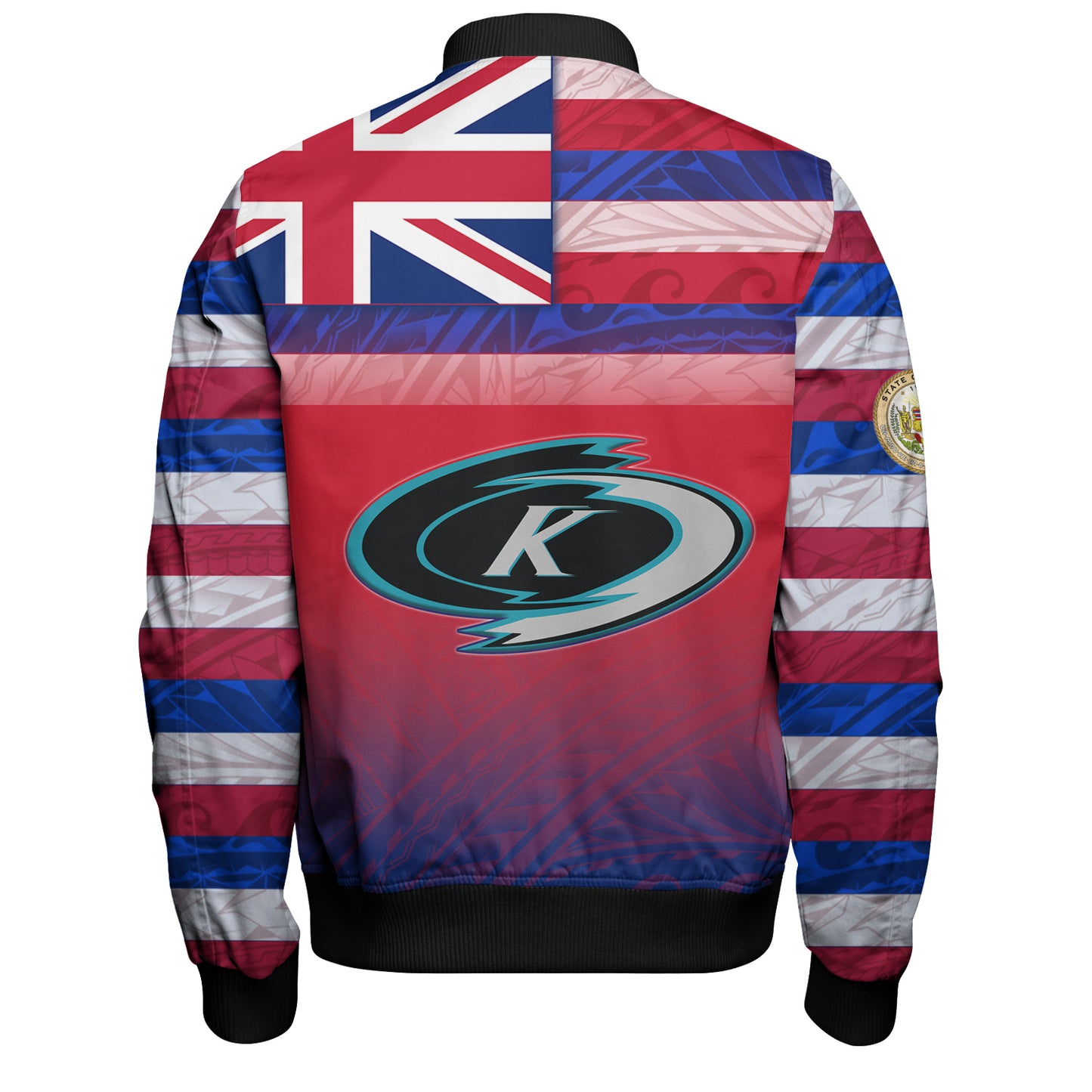 Hawaii Kapolei High School Bomber Jacket Flag Color With Traditional Patterns