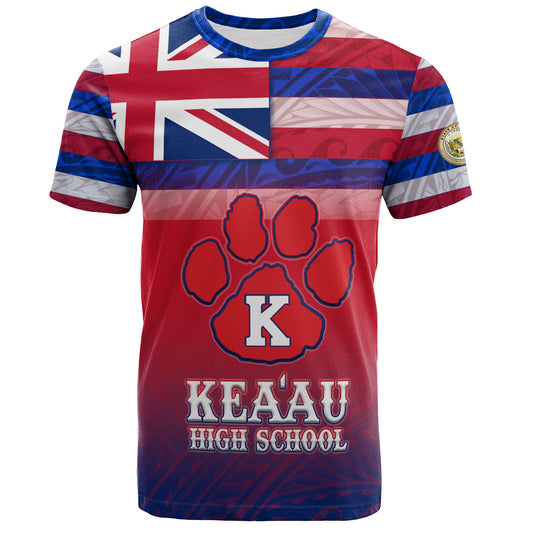 Hawaii Keaʻau High School T-Shirt Flag Color With Traditional Patterns