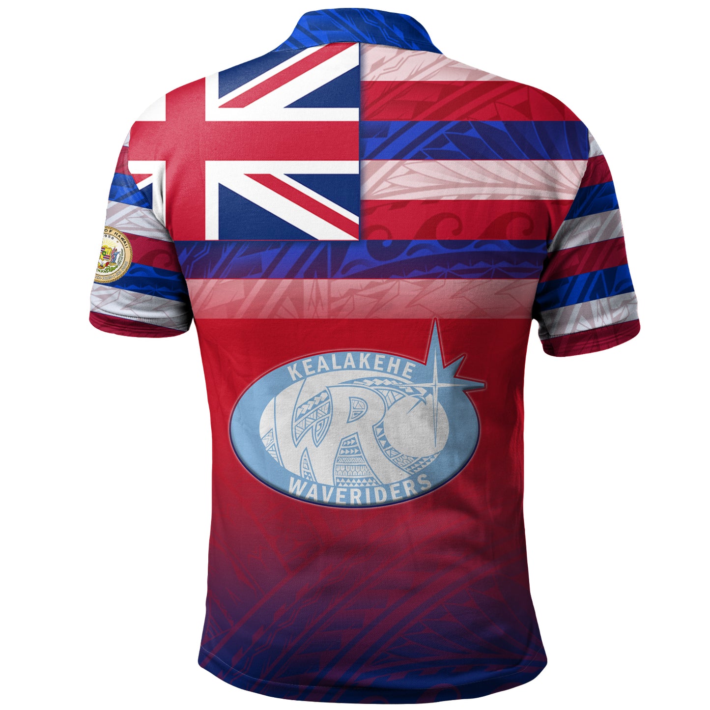 Hawaii Kealakehe High School Polo Shirt Flag Color With Traditional Patterns