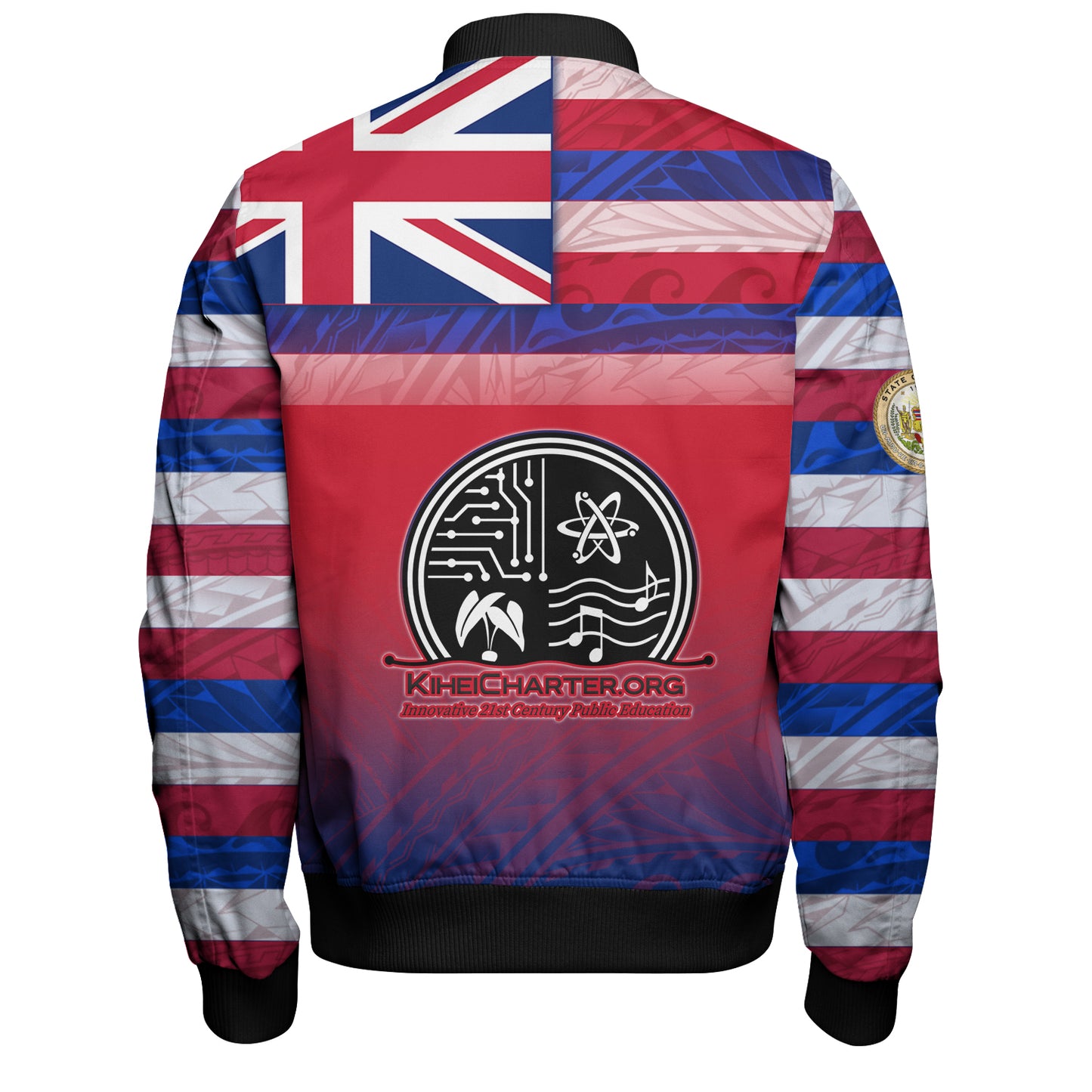 Hawaii Kihei Charter School Bomber Jacket Flag Color With Traditional Patterns