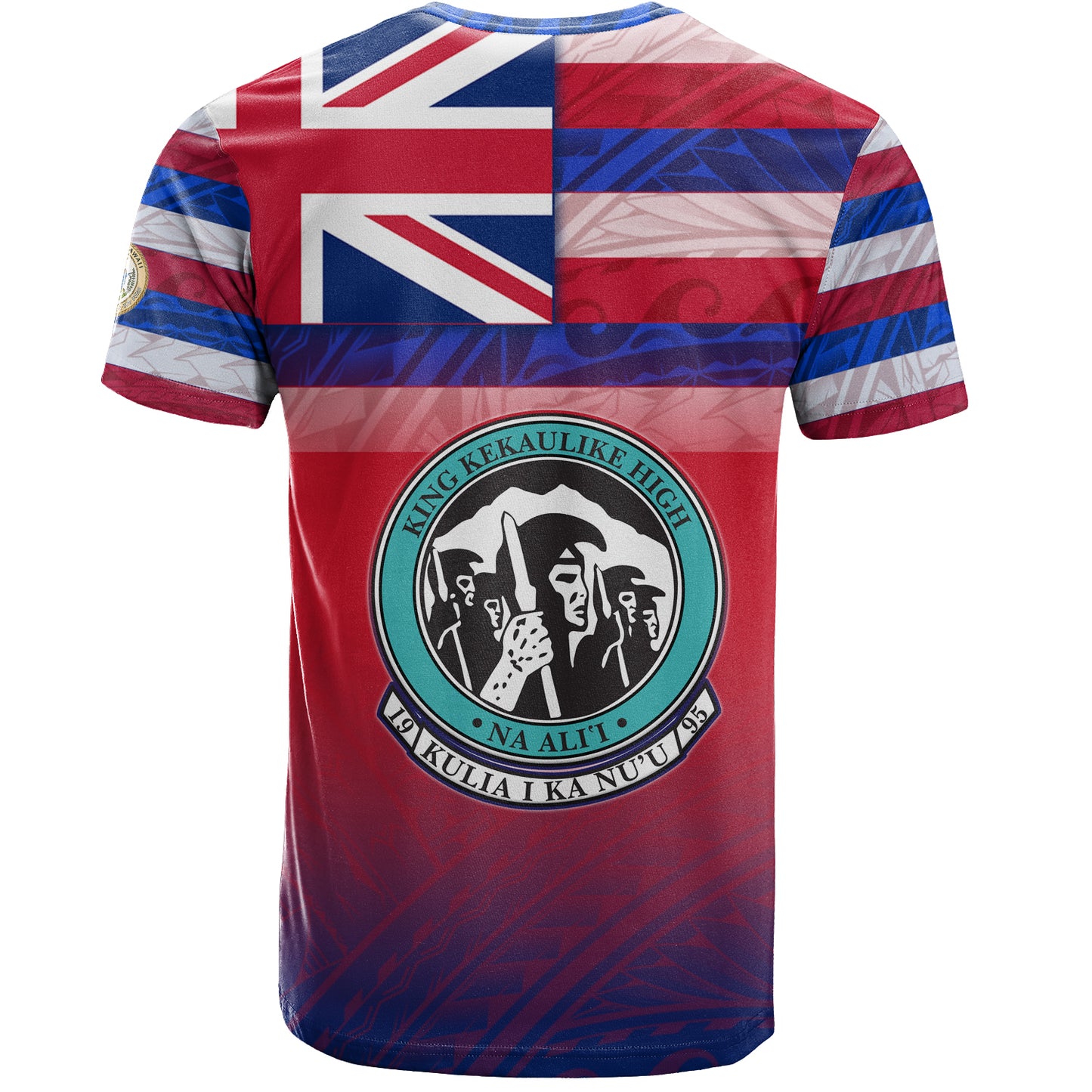 Hawaii King Kekaulike High School T-Shirt Flag Color With Traditional Patterns