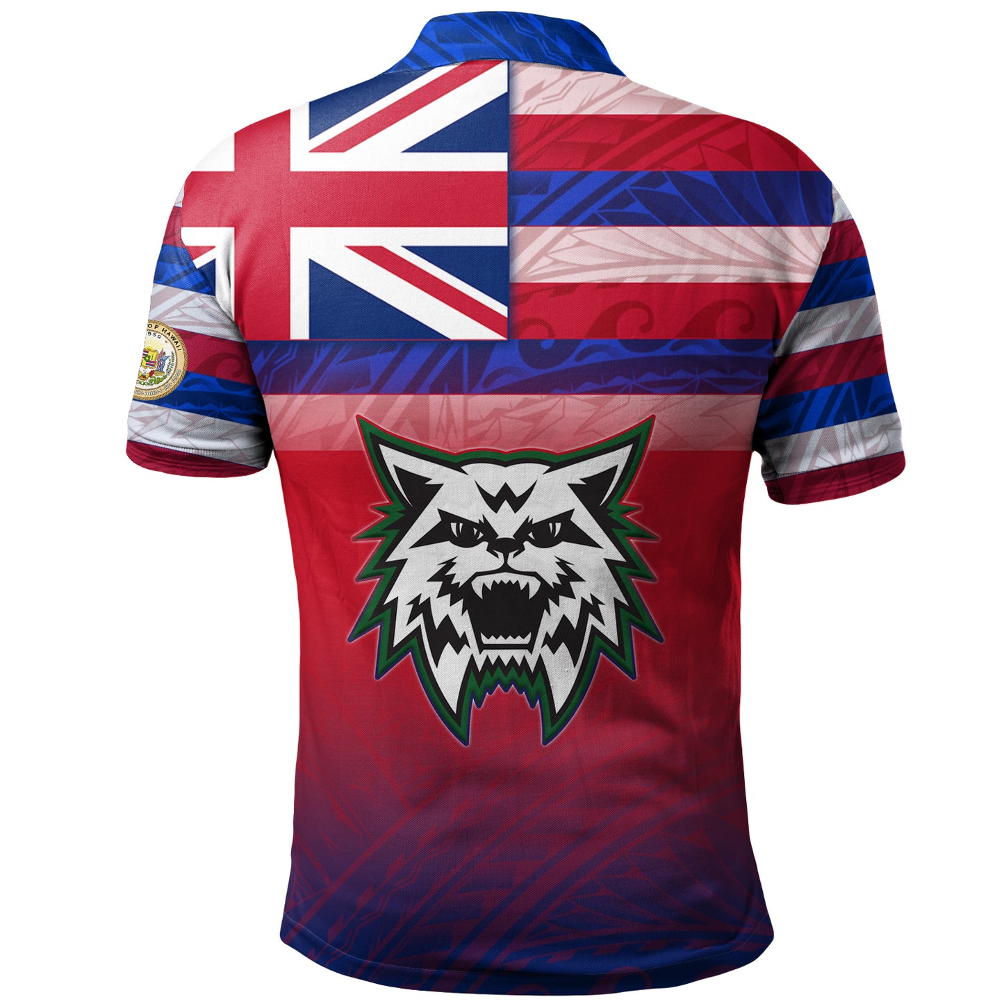 Hawaii Konawaena High School Polo Shirt Flag Color With Traditional Patterns