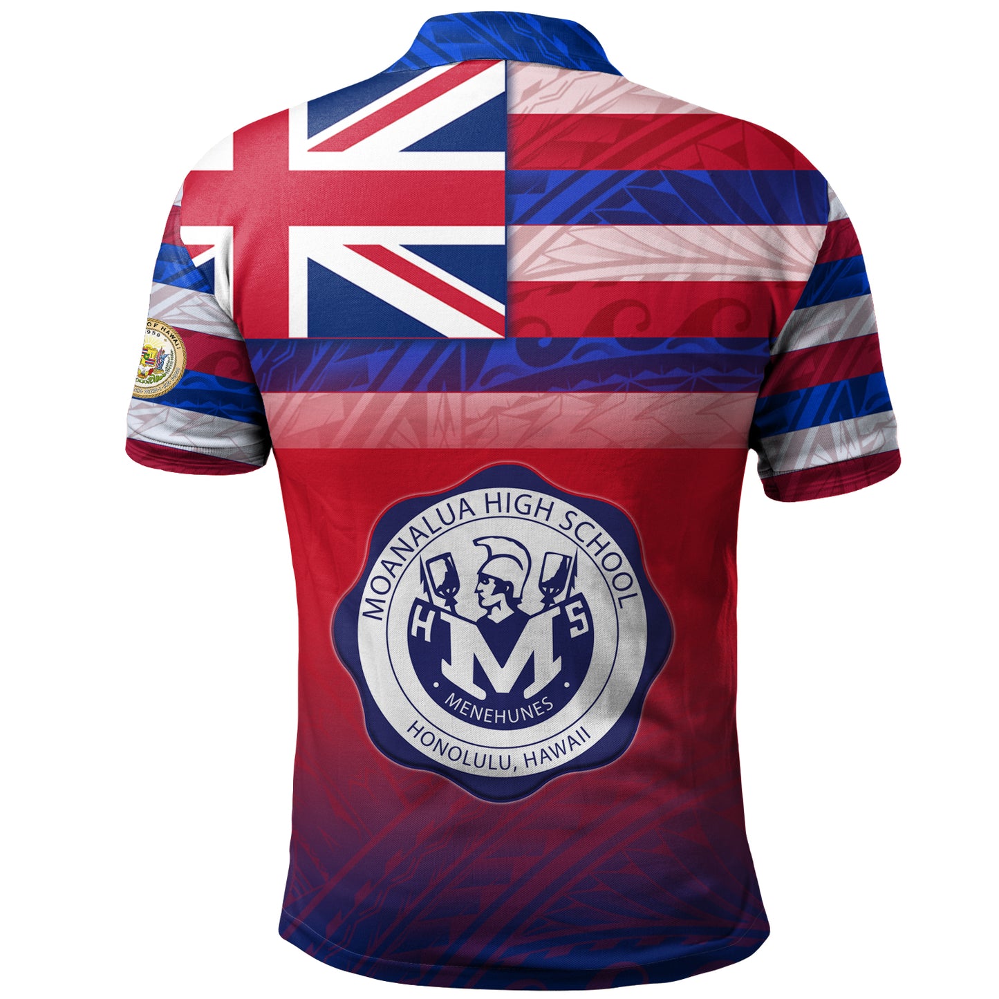 Hawaii Moanalua High School Polo Shirt Flag Color With Traditional Patterns