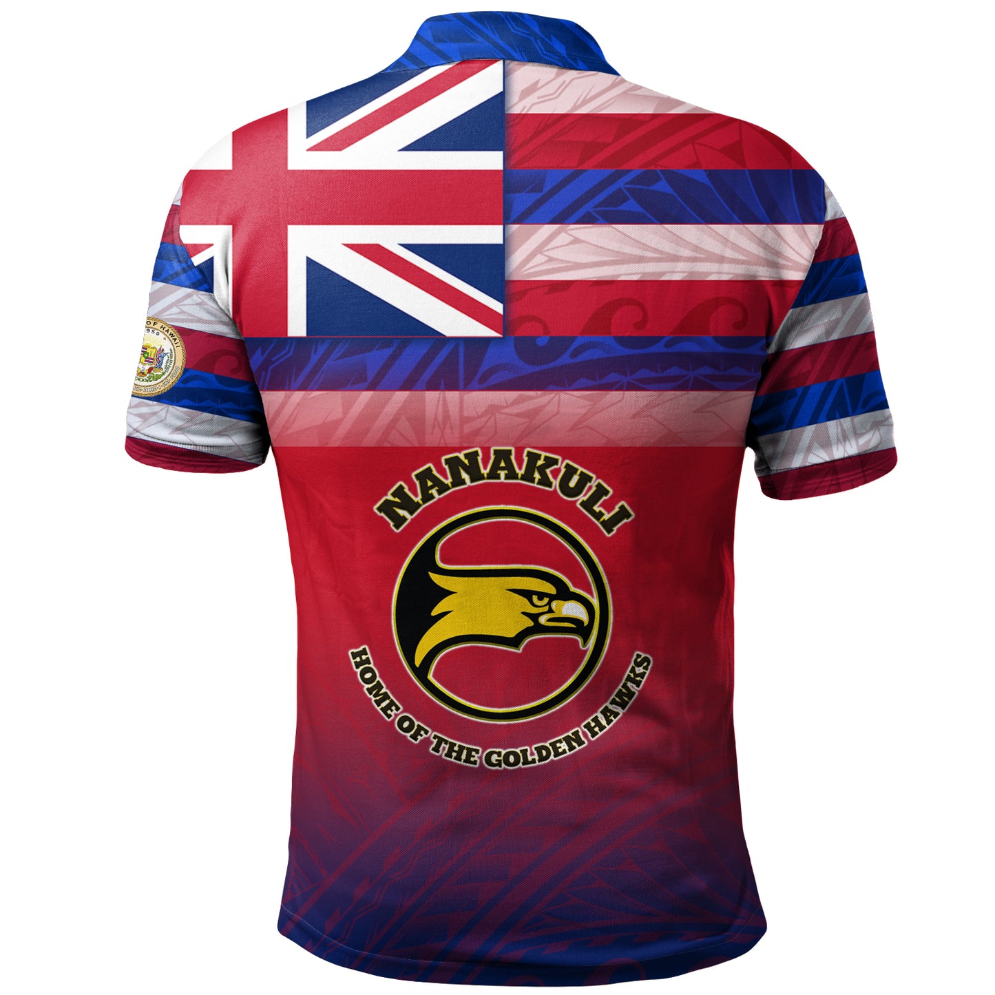 Hawaii Nanakuli High and Intermediate School Polo Shirt Flag Color With Traditional Patterns