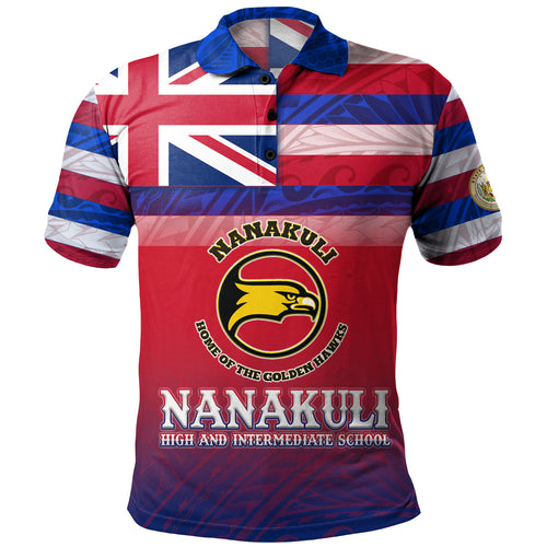 Hawaii Nanakuli High and Intermediate School Polo Shirt Flag Color With Traditional Patterns