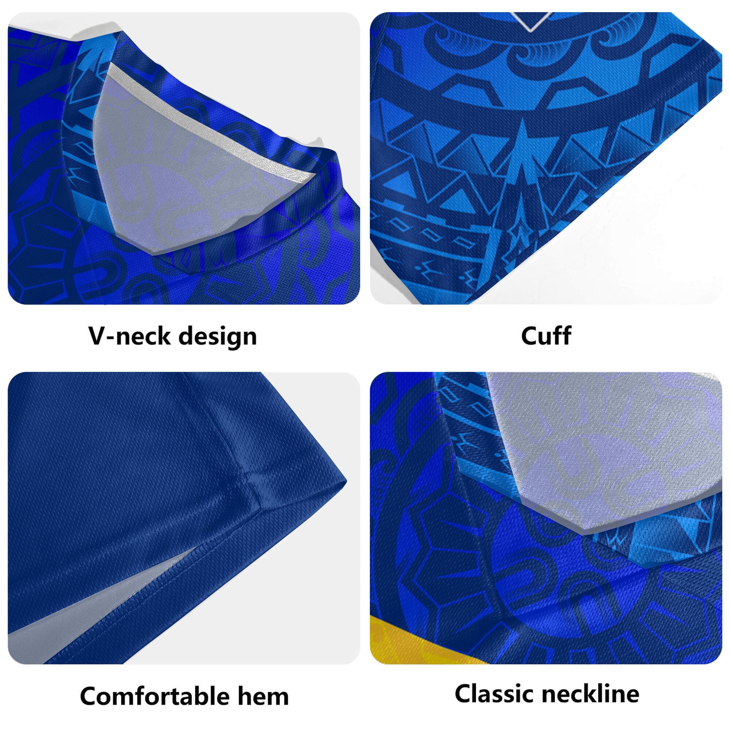 Nauru Flag Color With Traditional Patterns Men's All Over Printing Rugby Jersey