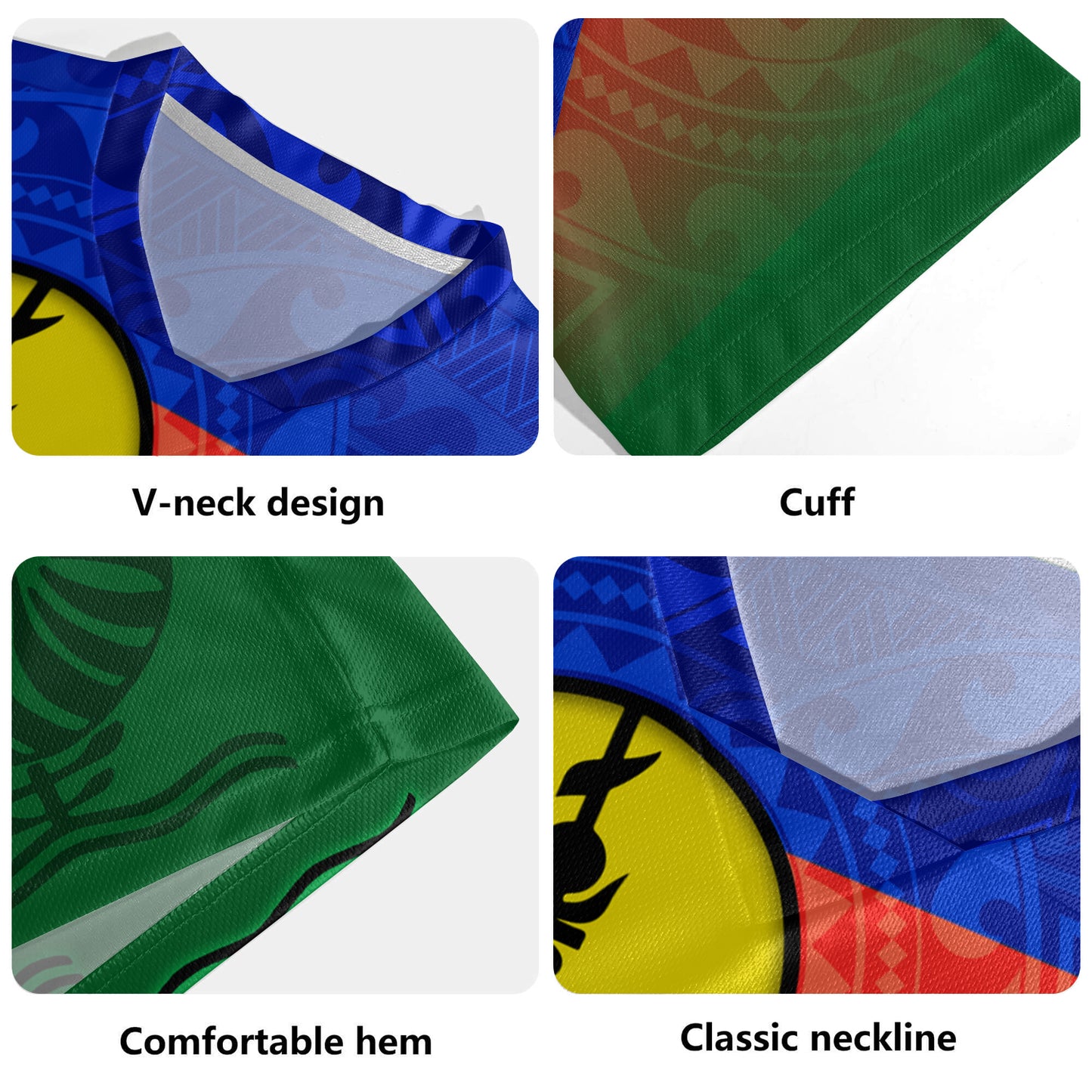 New Caledonia Flag Color With Traditional Patterns Men's All Over Printing Rugby Jersey