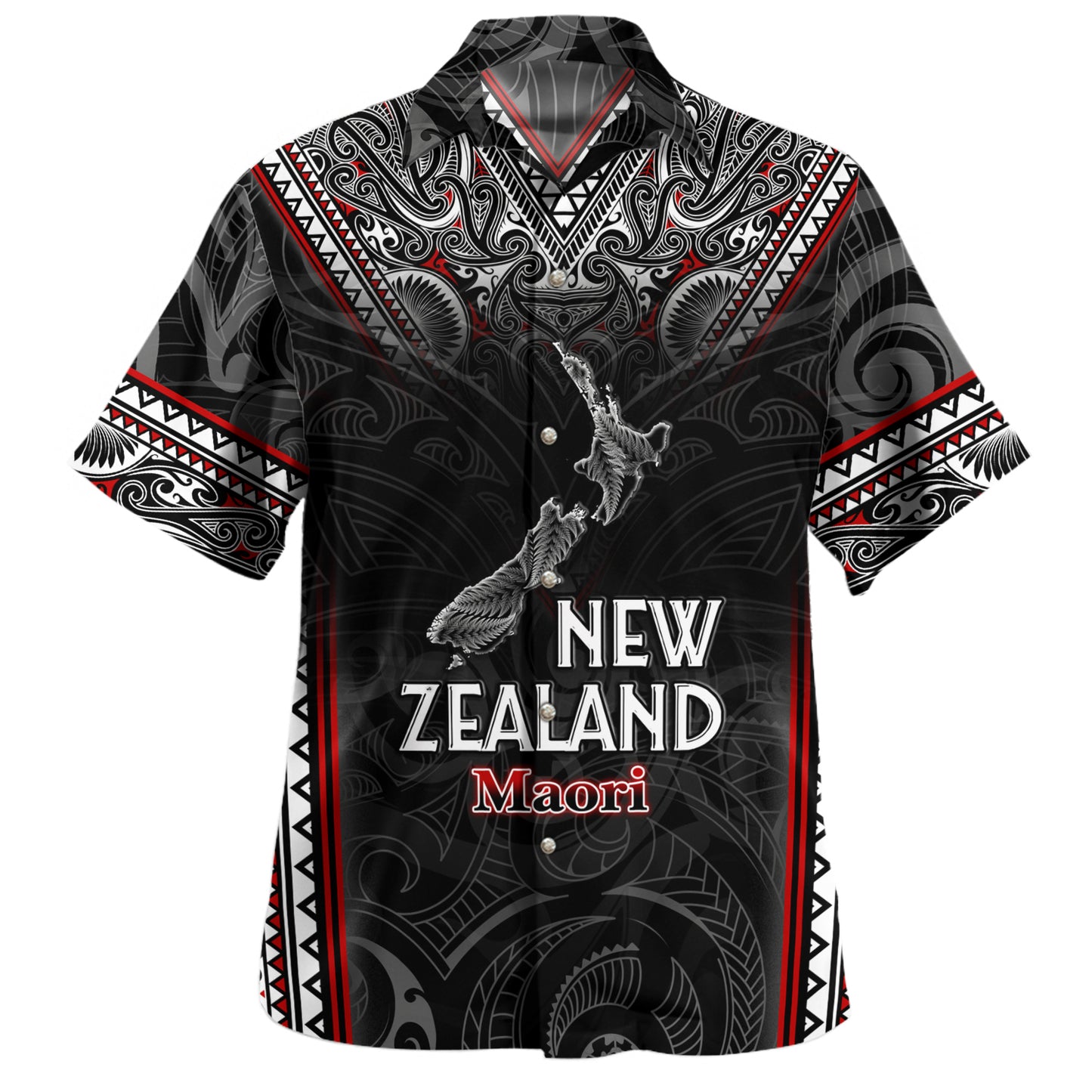 New Zealand Hawaiian Shirt Maori Patterns With Map Silver Fern