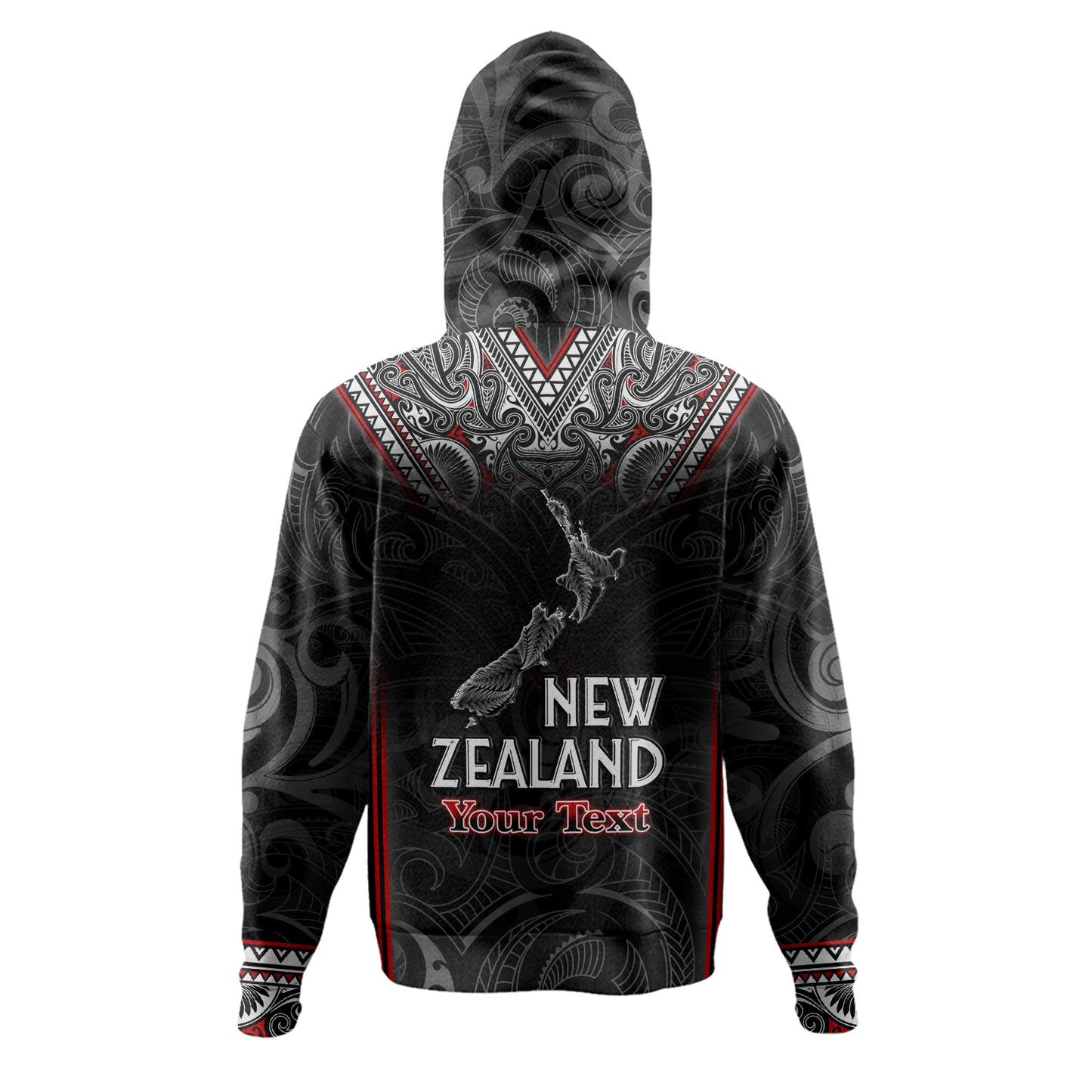 New Zealand Hoodie Maori Patterns With Map Silver Fern