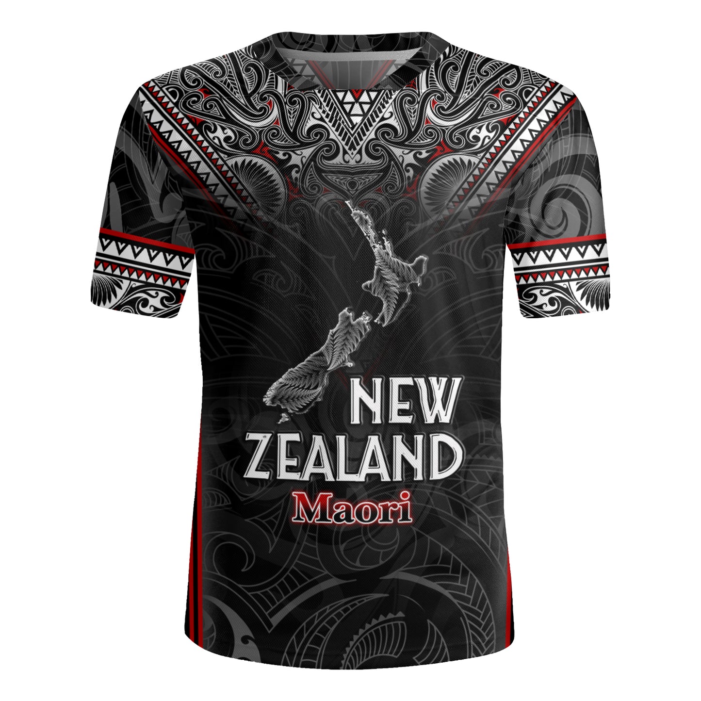 New Zealand Maori Patterns With Map Silver Fern Men's All Over Printing Rugby Jersey