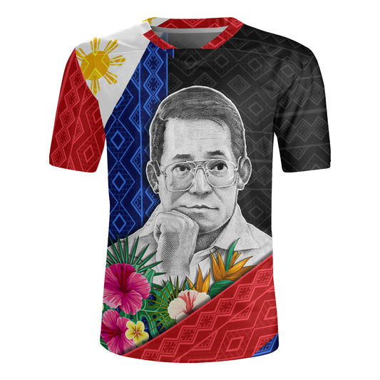 Philippines Filipinos Rugby Jersey Ninoy Aquino With Tropical Flowers