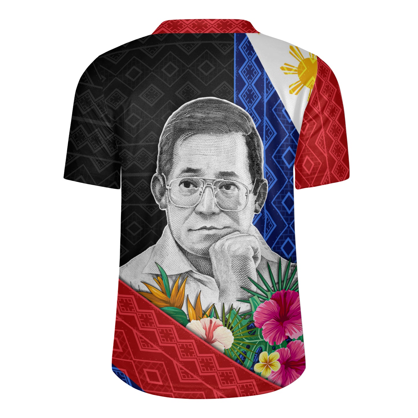 Philippines Filipinos Rugby Jersey Ninoy Aquino With Tropical Flowers