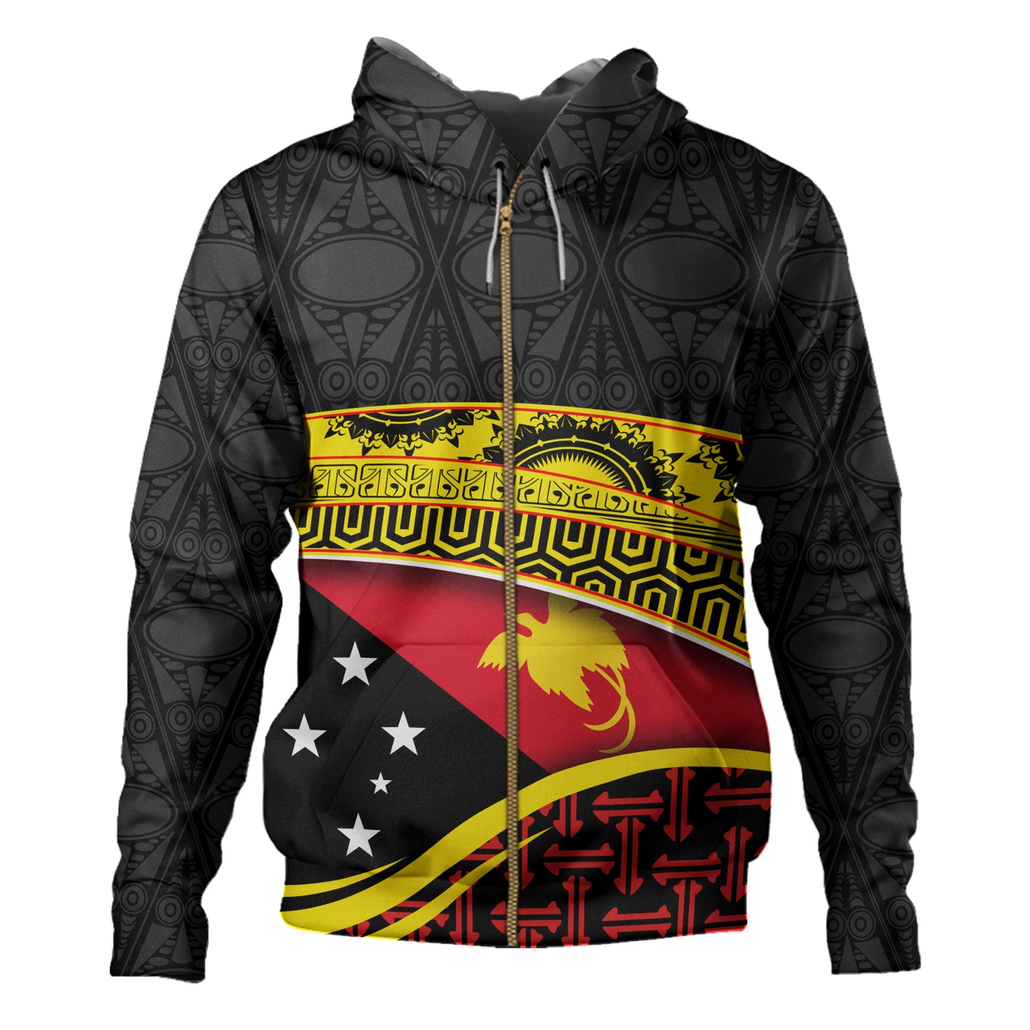 Papua New Guinea Custom Personalized Hoodie With Tribal Motif Independence Day 2023