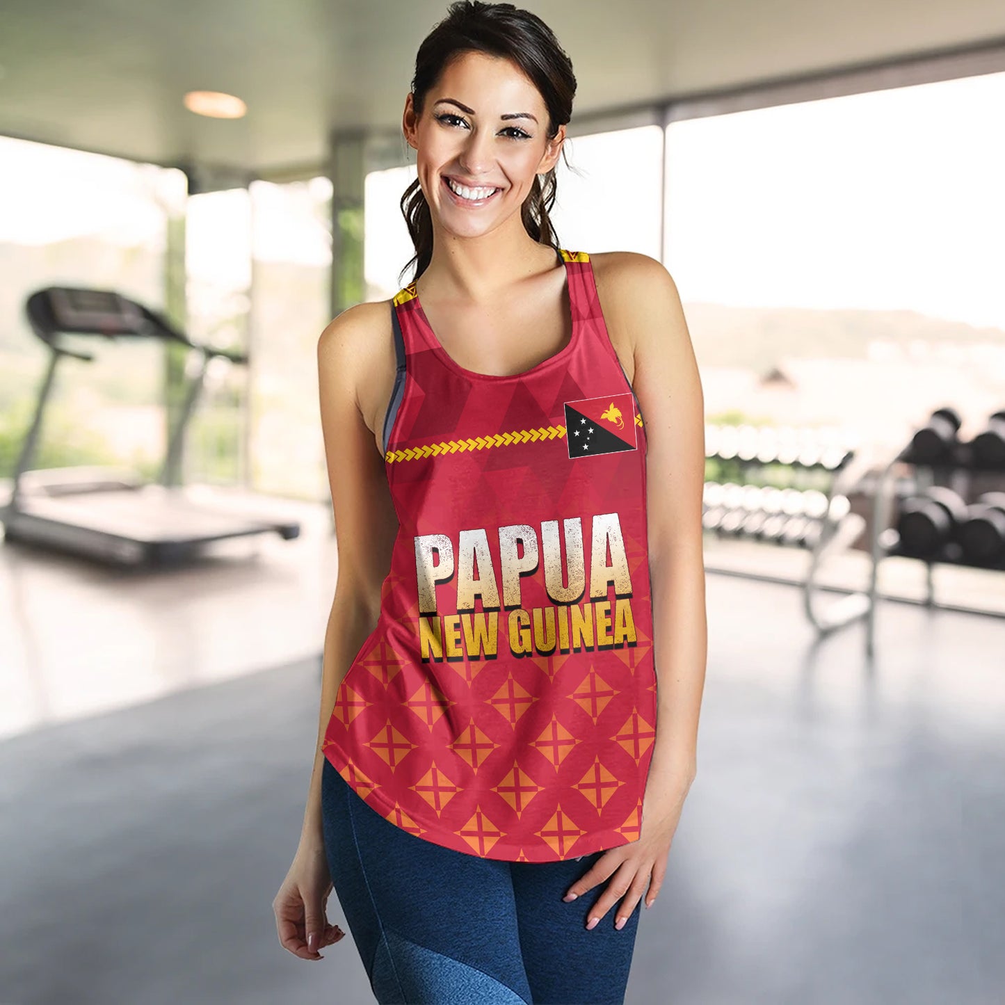 Papua New Guinea Women Tank Lowpolly Pattern with Polynesian Motif