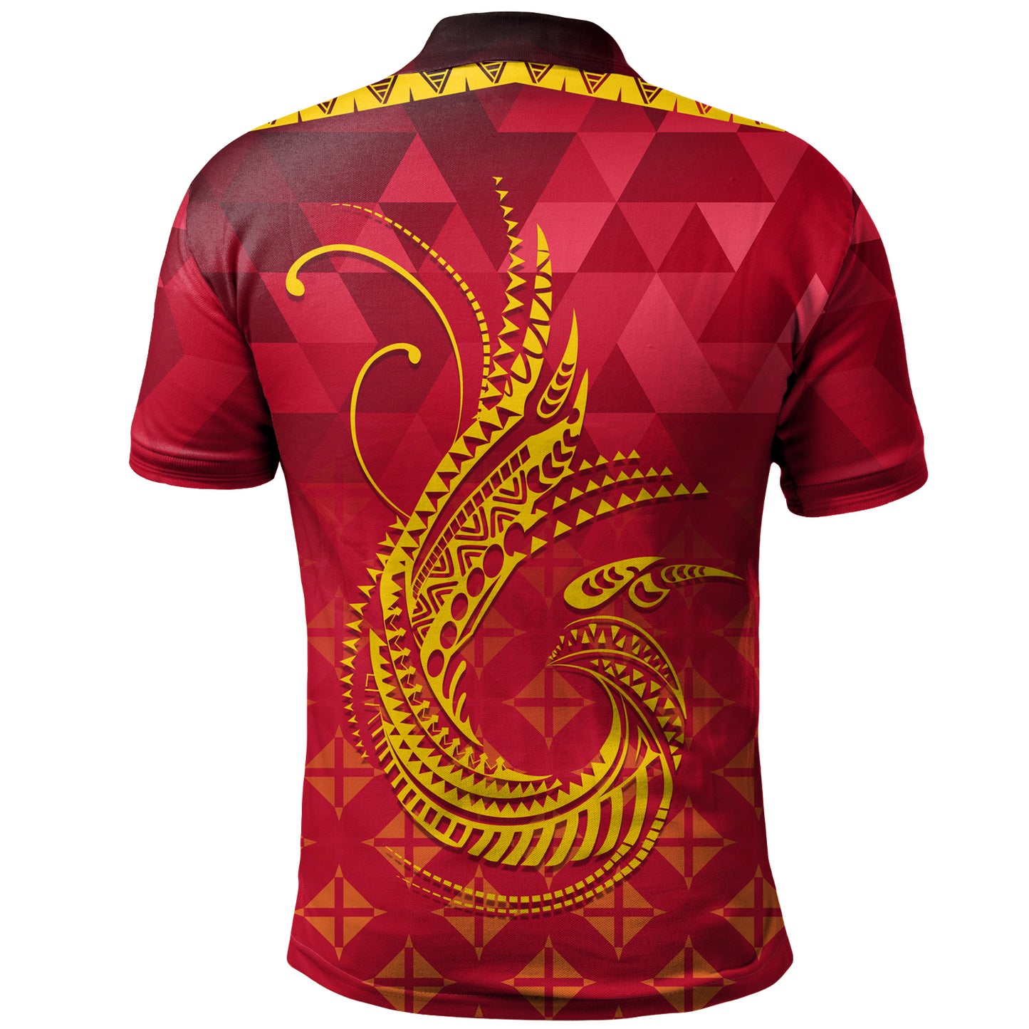 Papua New Guinea Polo Shirt Lowpolly Pattern with Polynesian Motif