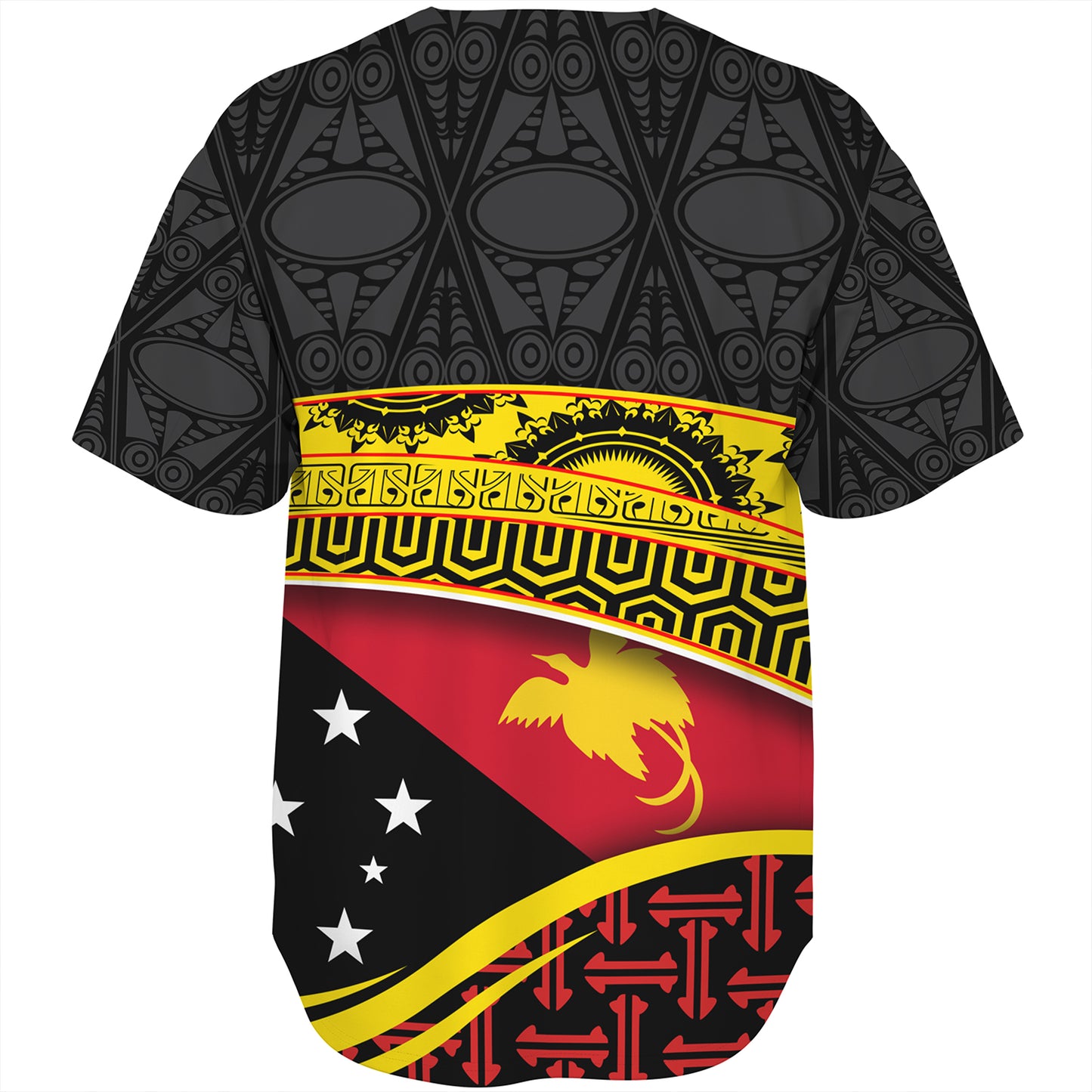 Papua New Guinea Custom Personalized Baseball Shirt With Tribal Motif Independence Day 2023