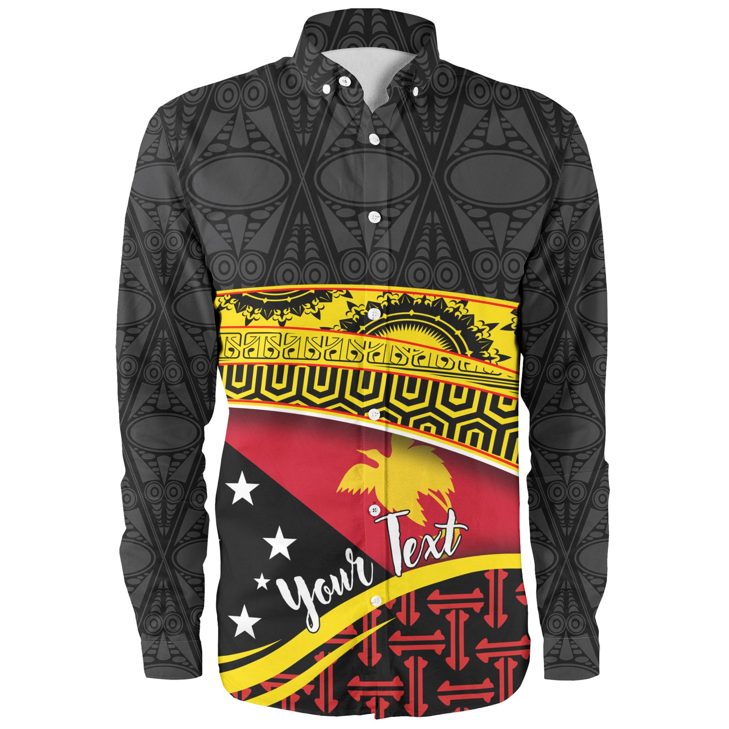 Papua New Guinea Custom Personalized Long Sleeve Shirt With Tribal Motif Independence Day 2023