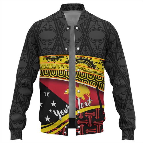 Papua New Guinea Custom Personalized Baseball Jacket With Tribal Motif Independence Day 2023
