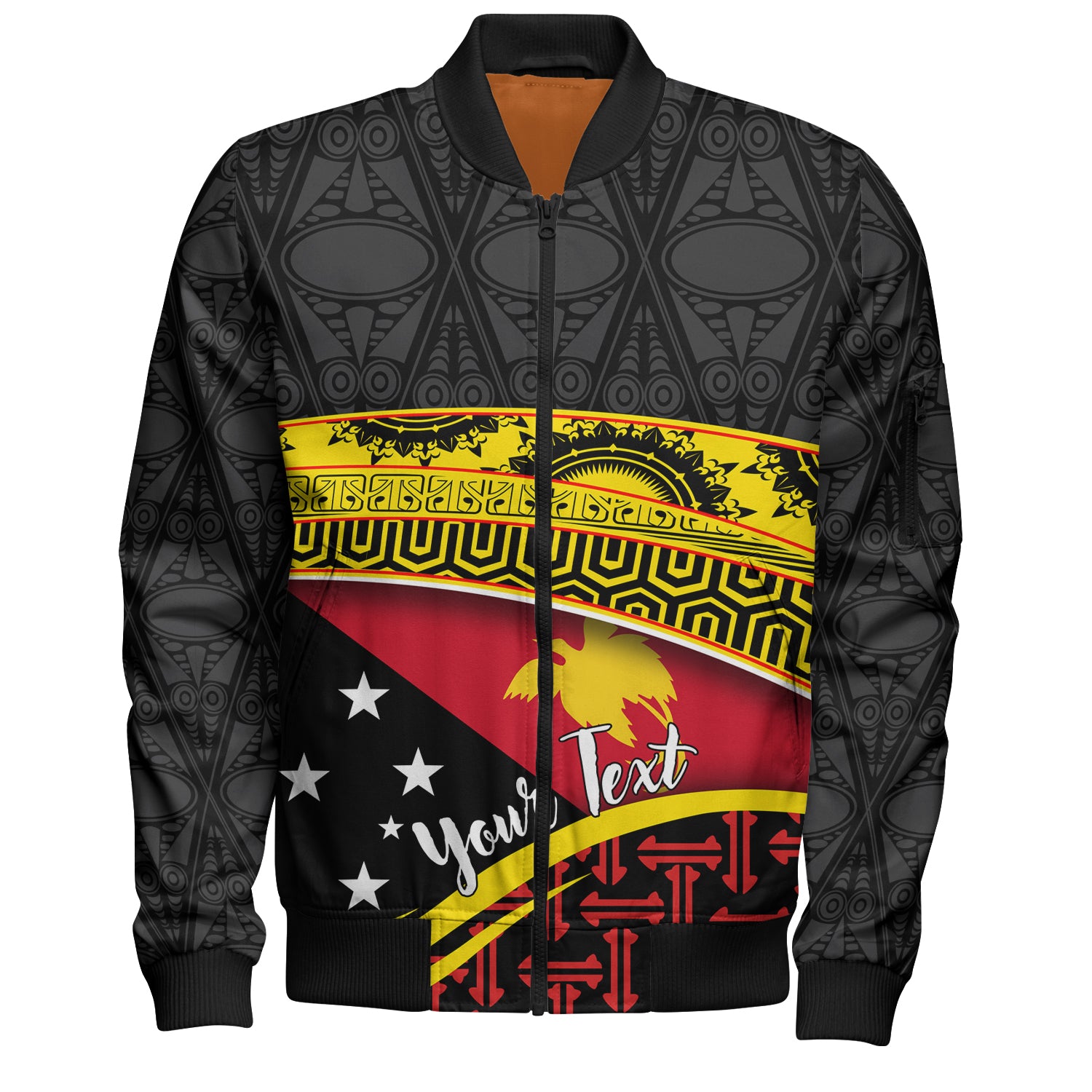 Papua New Guinea Custom Personalized Bomber Jacket With Tribal Motif