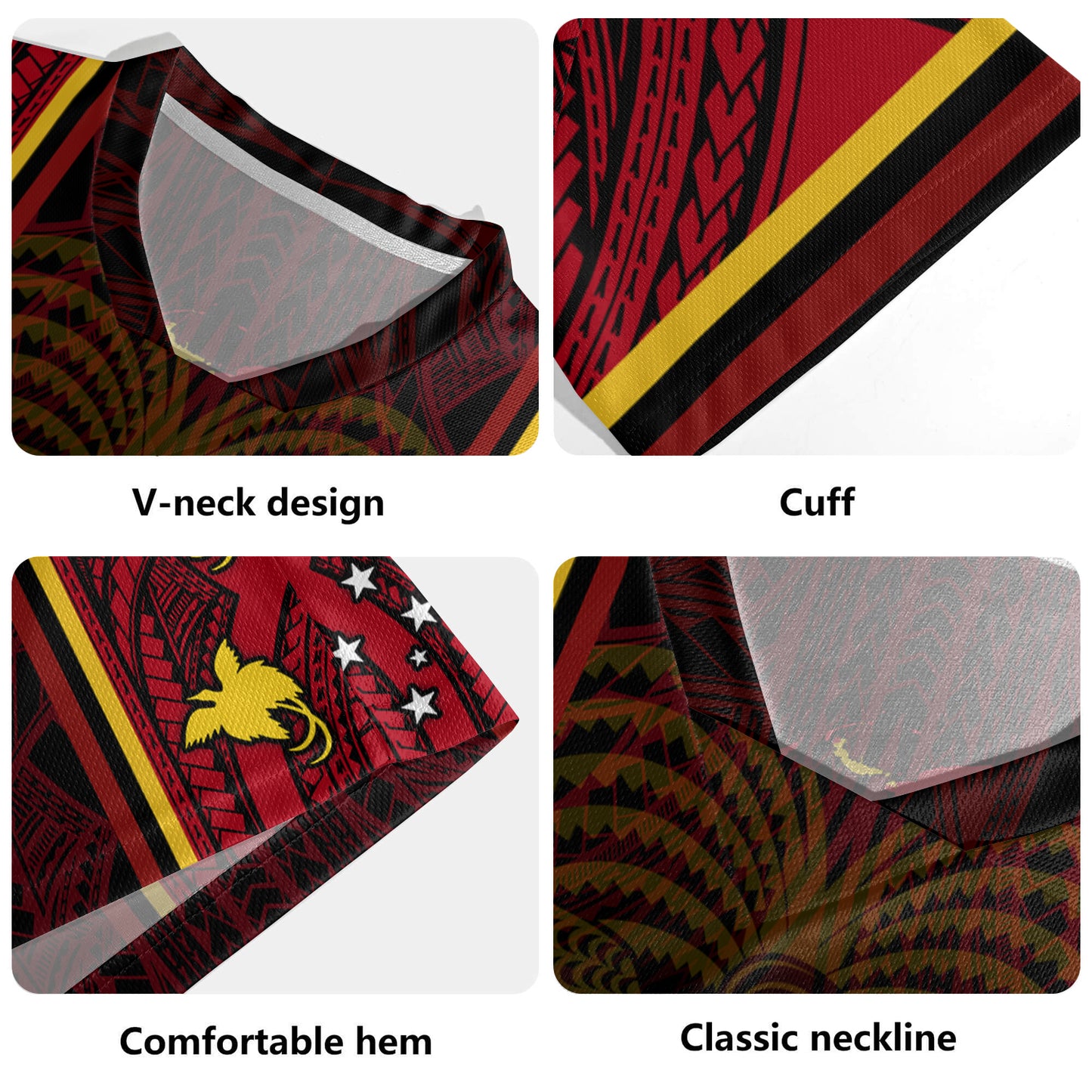 Papua New Guinea Seal And Map Tribal Traditional Patterns Men's All Over Printing Rugby Jersey