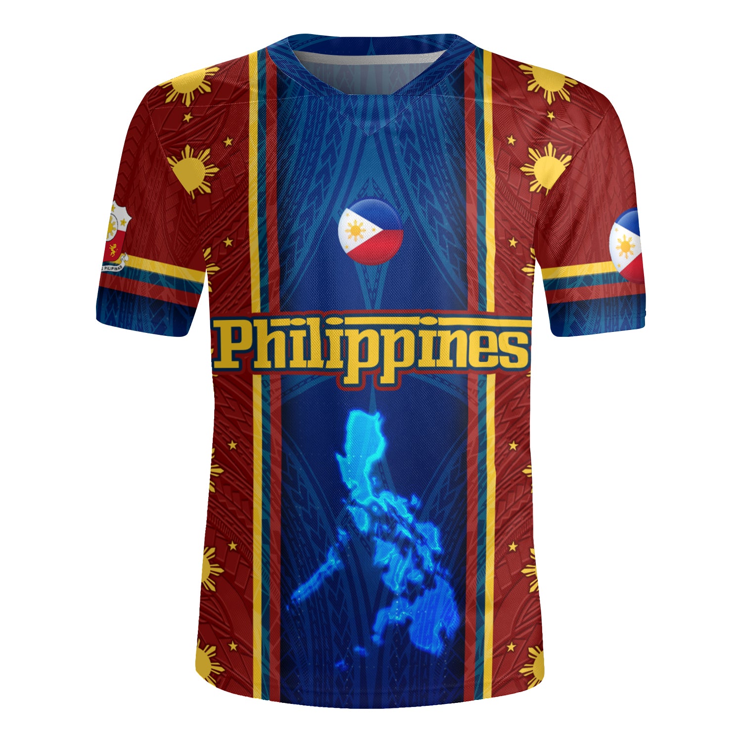 Philippines Filipinos Tribal Sun Traditional Patterns Men's All Over Printing Rugby Jersey