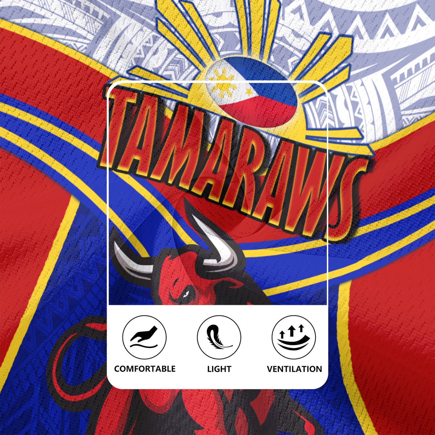 Philippines Filipinos Tamaraws Mascot Sport Style Men's All Over Printing Rugby Jersey