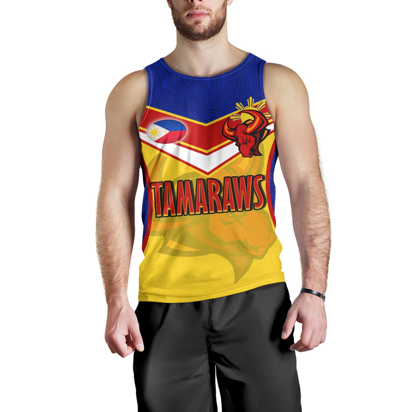 Philippines Filipinos Tank Top Tamaraws Mascot With Flag