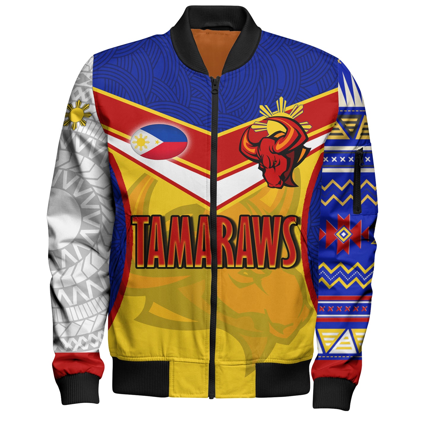 Philippines Filipinos Bomber Jacket Tamaraws Mascot With Flag
