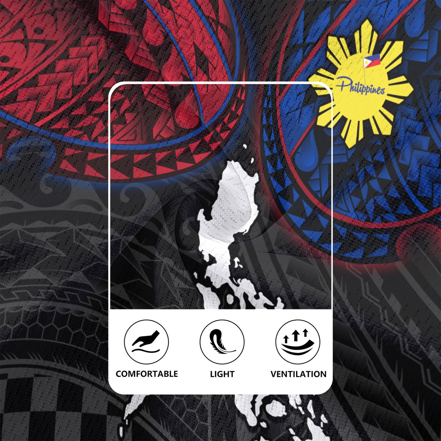 Philippines Filipinos Half Sleeve Tattoo Patterns Style Men's All Over Printing Rugby Jersey