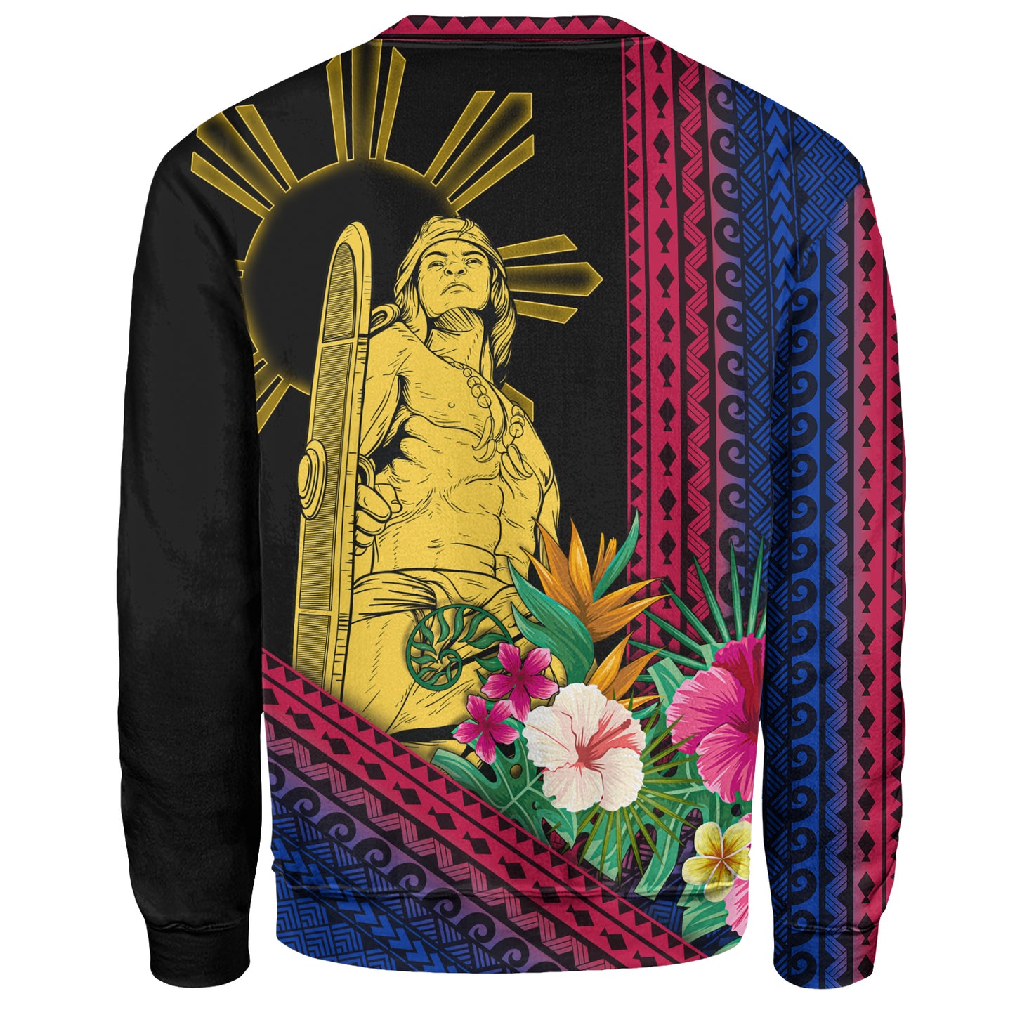 Philippines Filipinos Sweatshirt Polynesia Pattern With Tropical Flower