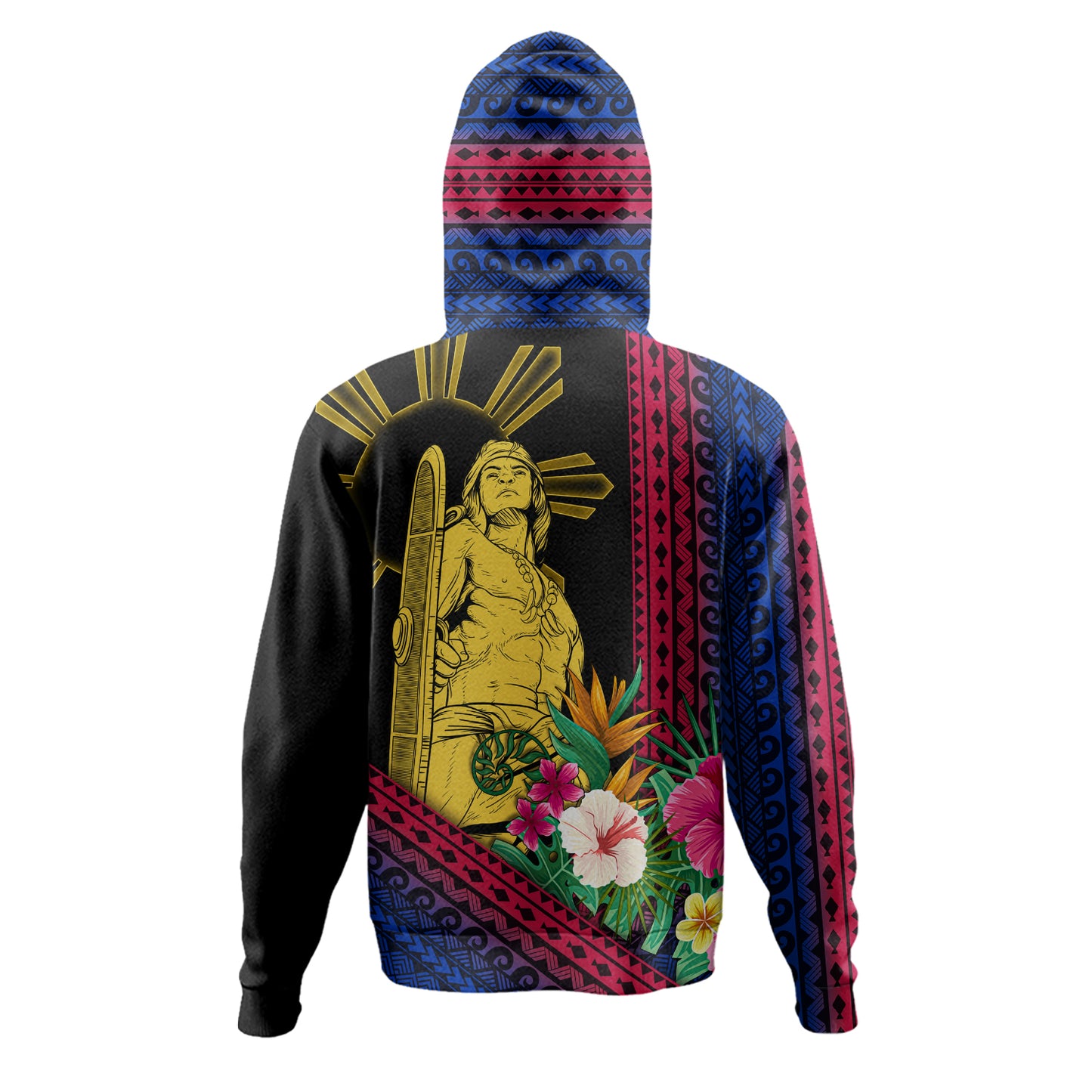 Philippines Filipinos Hoodie Lapu Lapu Polynesia Pattern With Tropical Flower